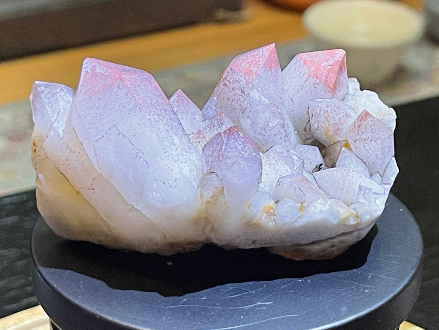 Pink Hematite Dusted Quartz Cluster | Pink Quartz | Elestial Quartz | Natural Hematoid Cluster