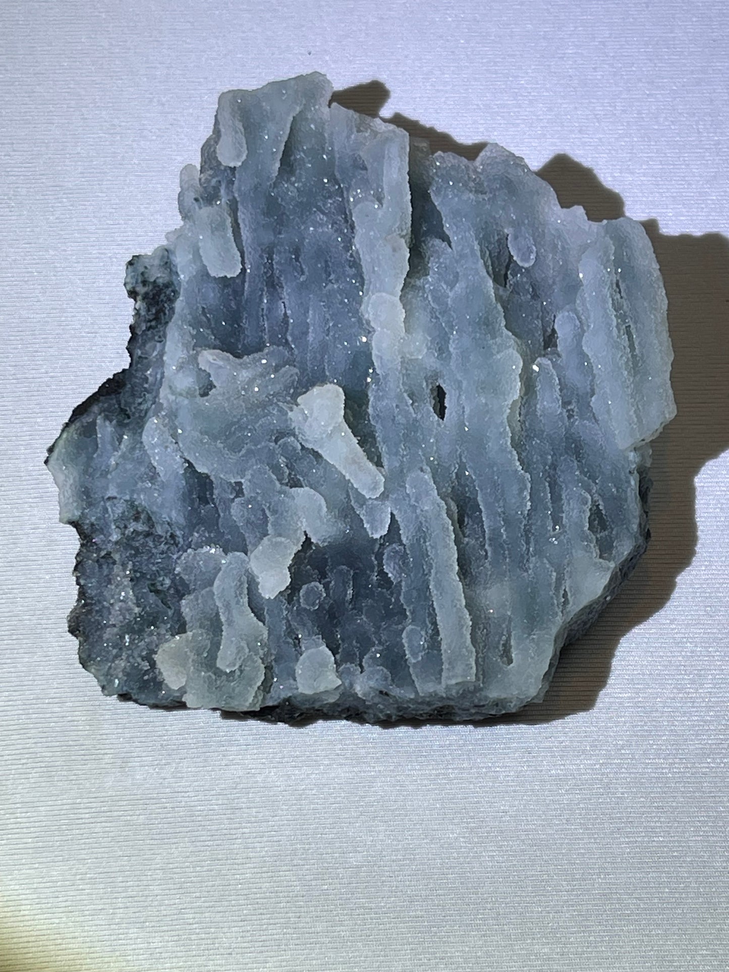 Specimen Raw Chalcedony Crystal with Green Chalcedony Stalactites Sugar Druzy Chalcedony Rare Crystal Specimen Sparkly Crystal