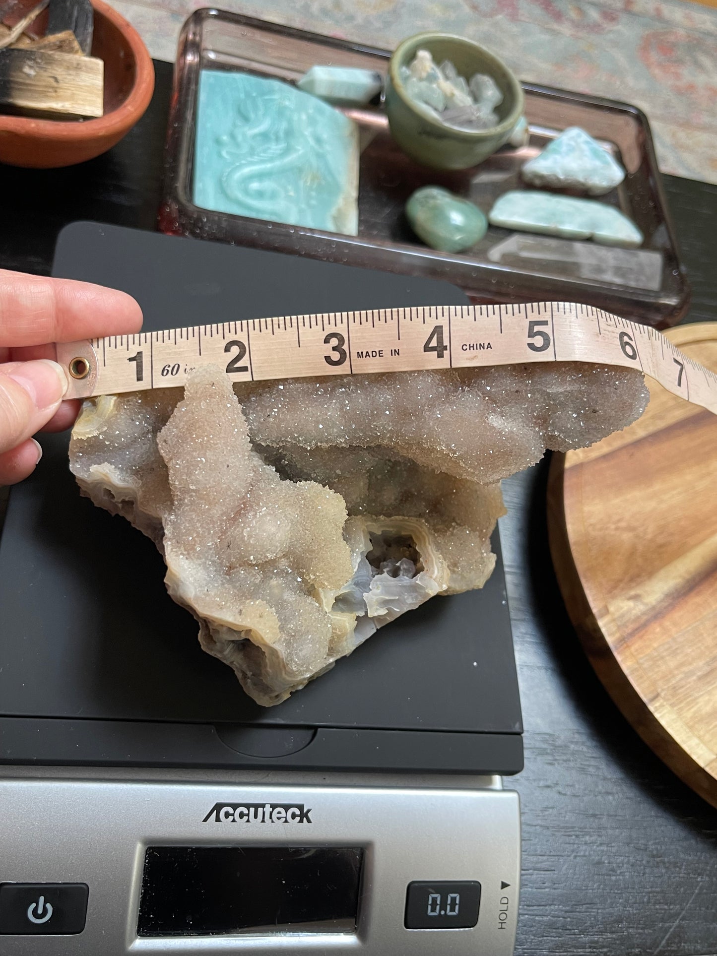 Rare Sugar Druzy Chalcedony Stalactite Specimen | Druzy Chalcedony | Natural Rainbow Chalcedony Specimen