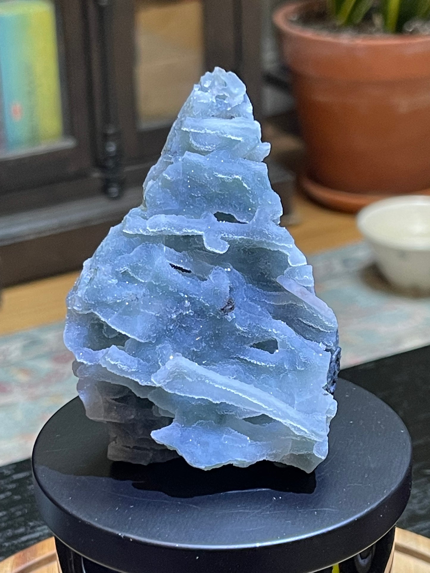 Rare Blue Green Sugar Druzy Chalcedony | Chalcedony With apophyllite | Green Chalcedony
