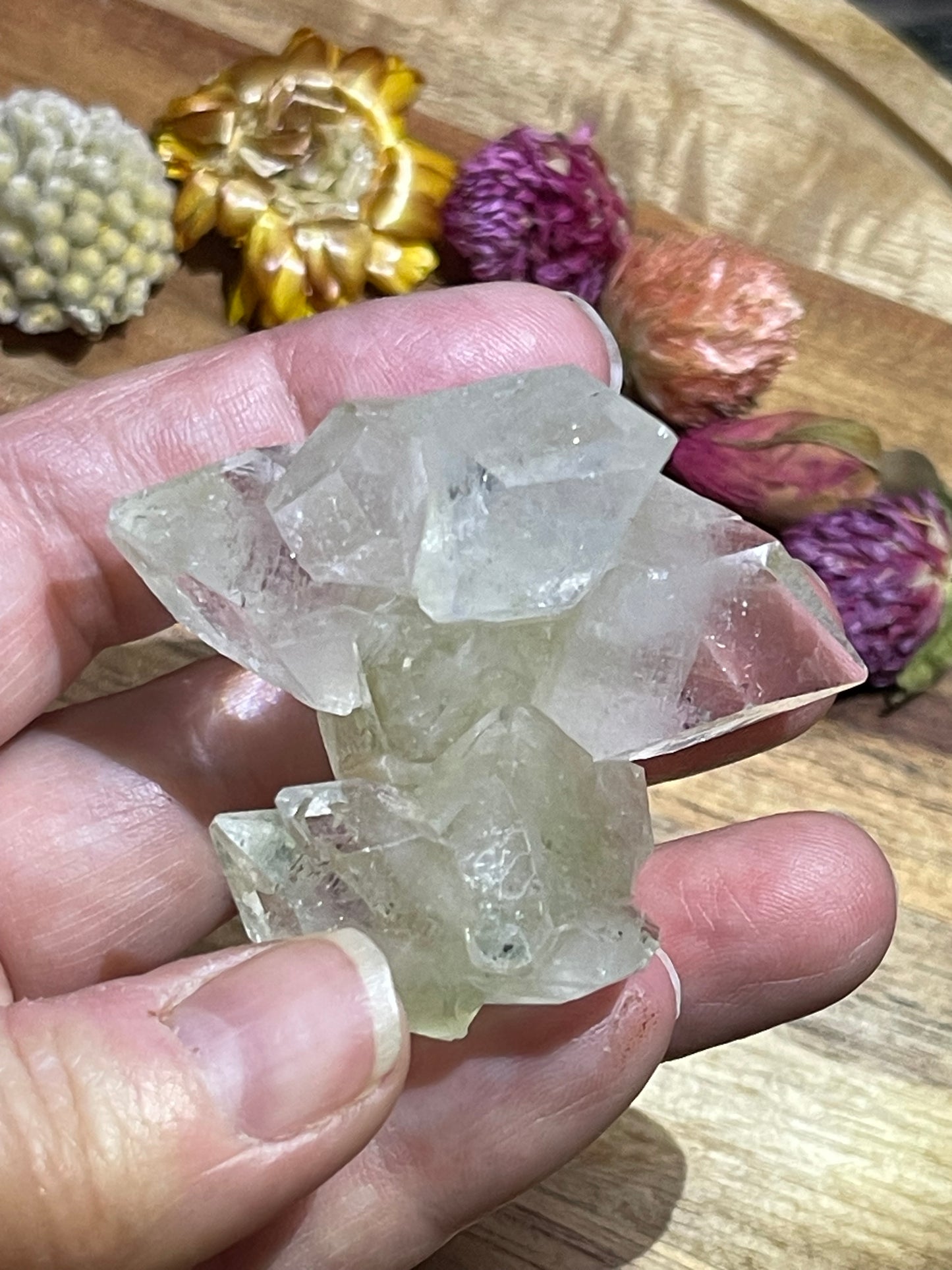 Green and Clear Apophyllite with Stilbite | Double terminated Apophyllite | Apophyllite Specimen