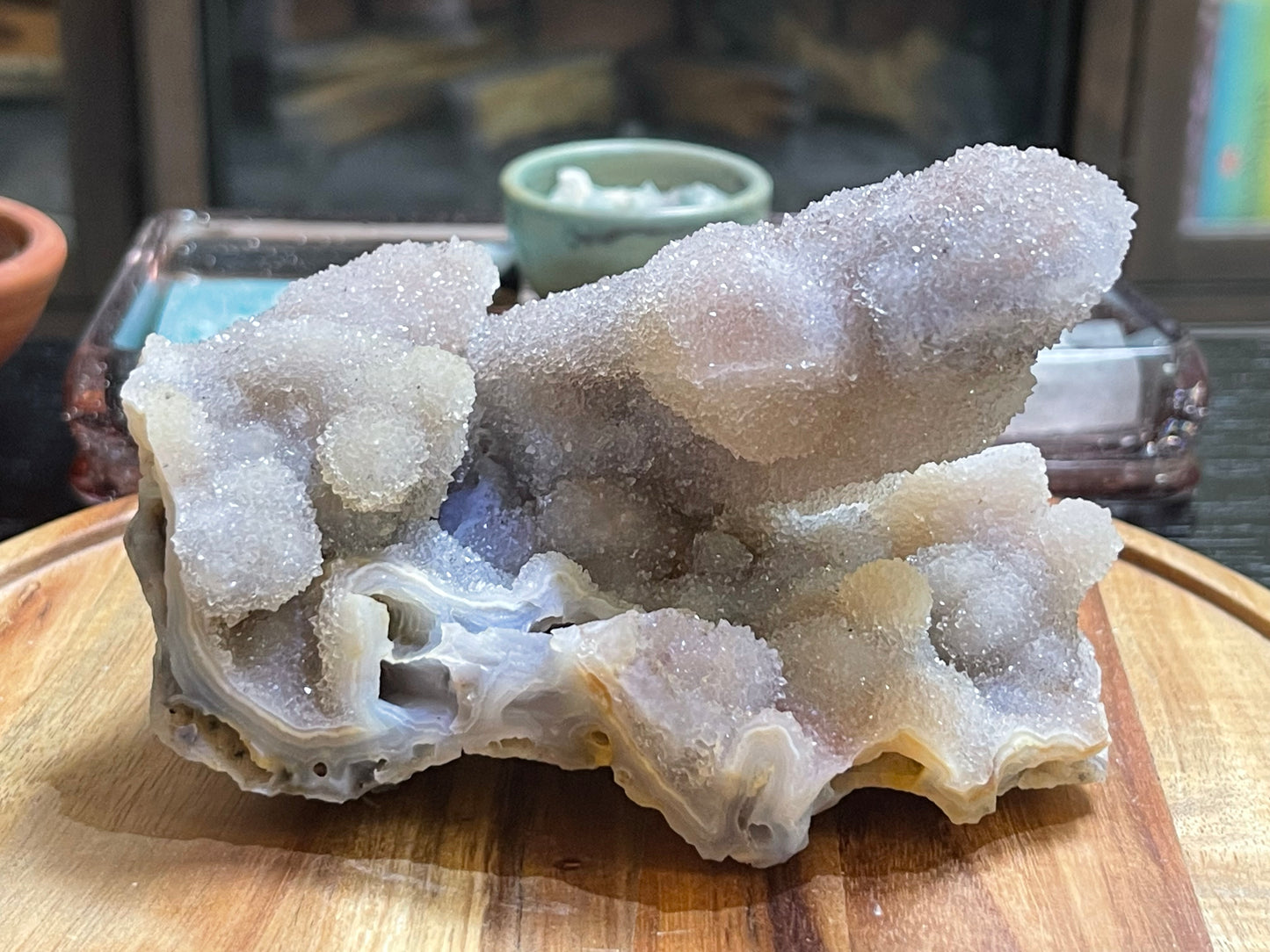 Rare Sugar Druzy Chalcedony Stalactite Specimen | Druzy Chalcedony | Natural Rainbow Chalcedony Specimen