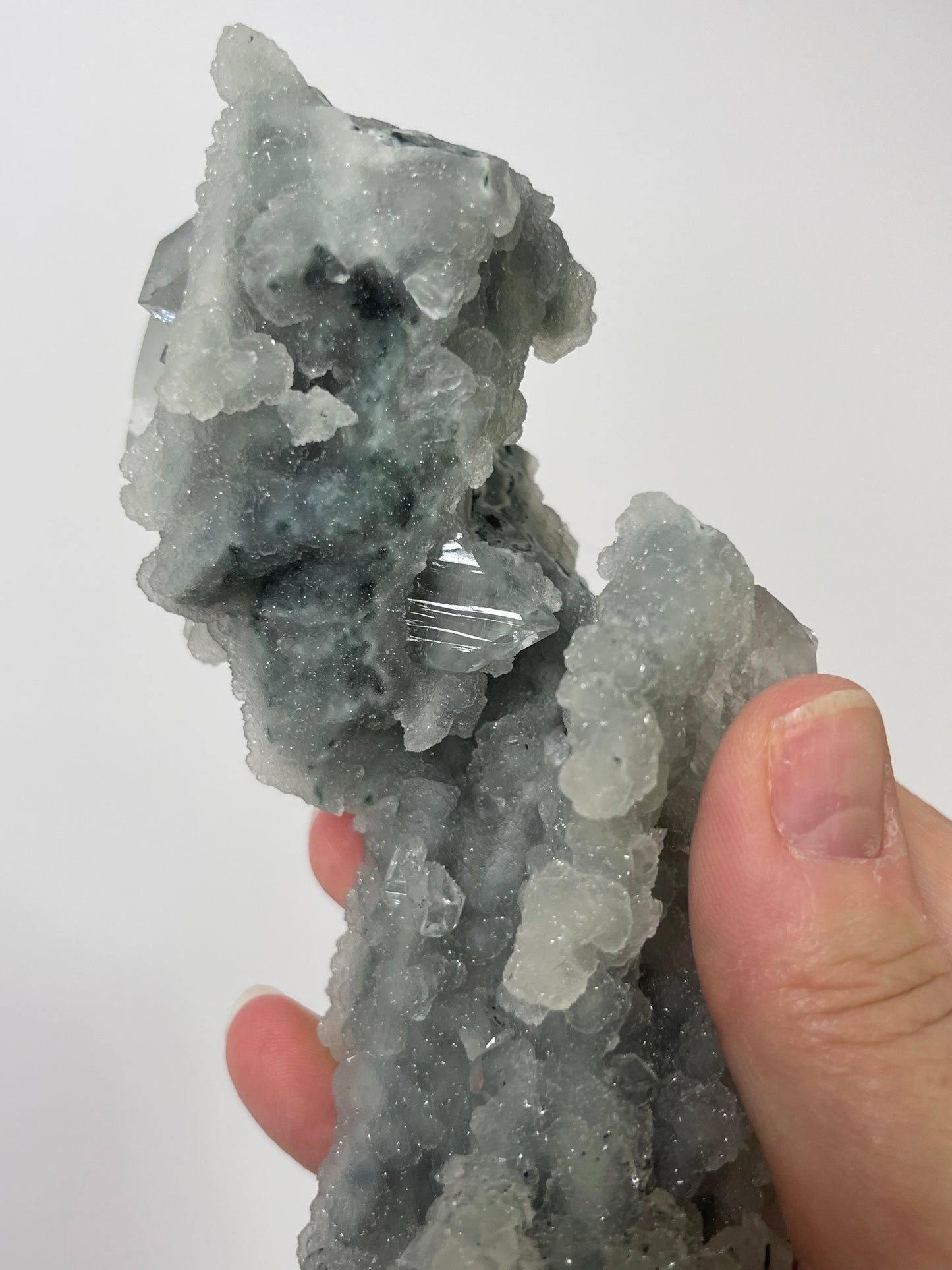 Chalcedony Stalactite Crystal with Diamond Apophyllite Druzy Crystal Cluster Raw Crystal Specimen Healing Crystal Home Decor Gift