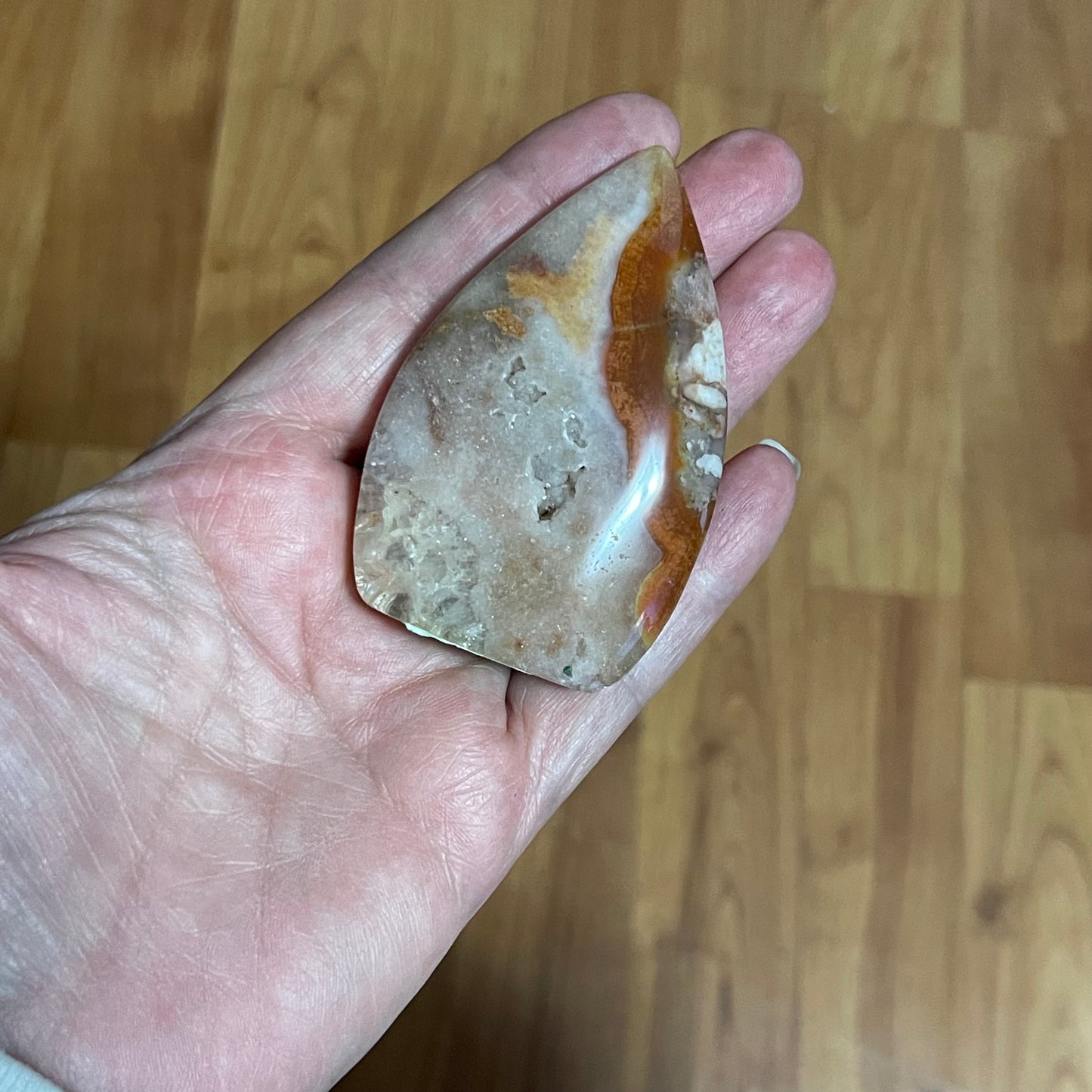 Pink Amethyst Flower Agate and carnelian Freeform flame teardrop