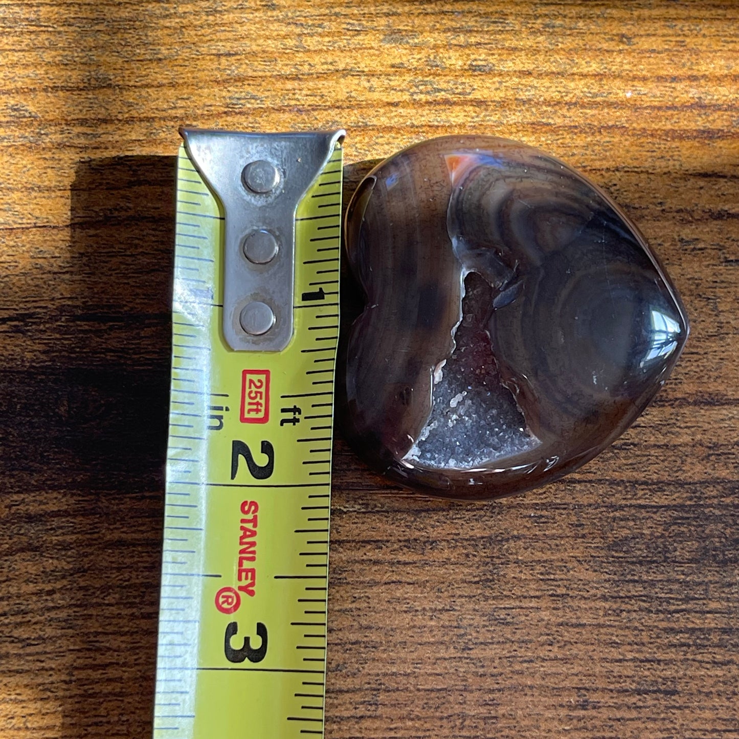 Dark Carnelian Heart with Druzy healing crystal heart