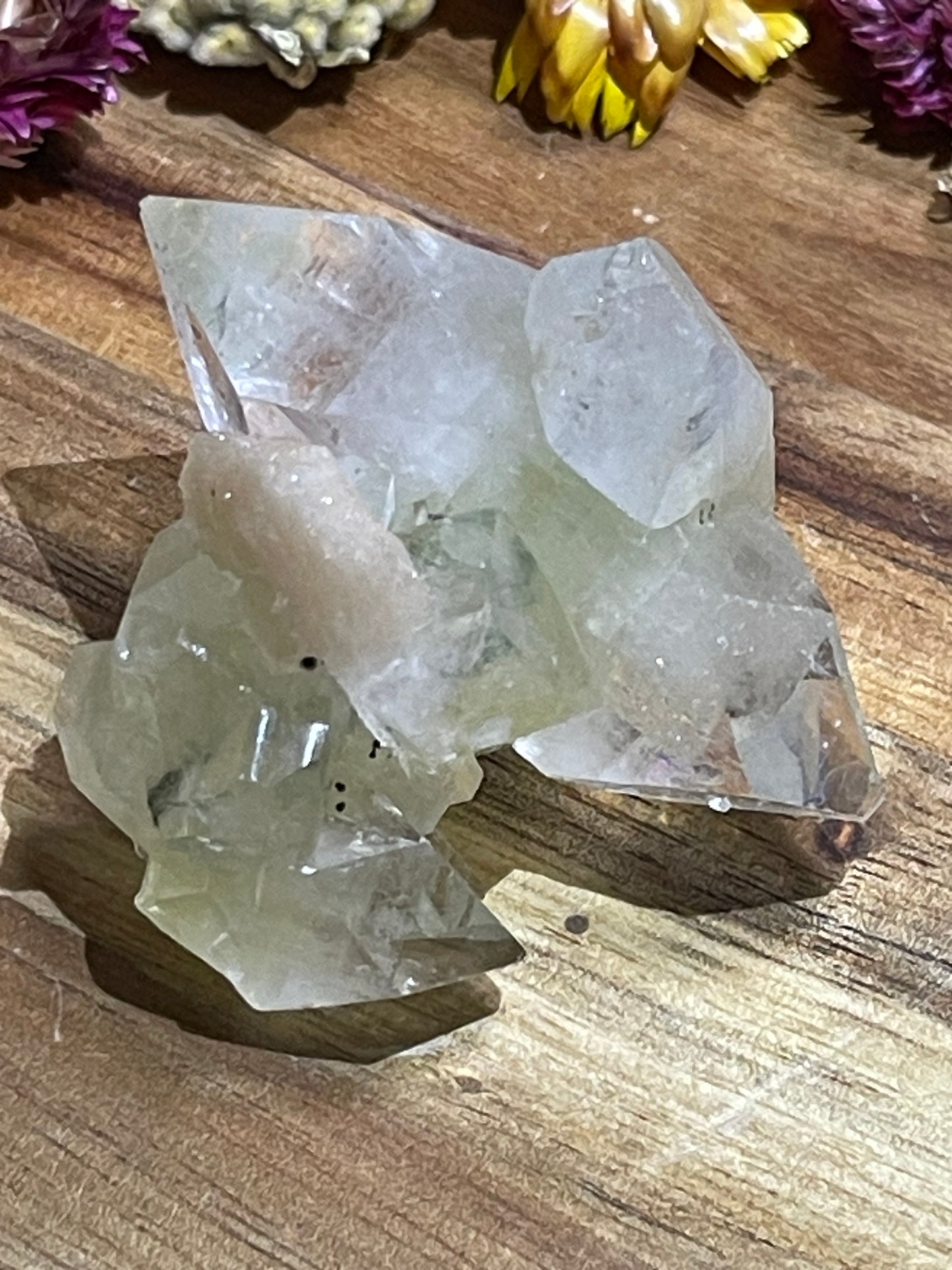 Green and Clear Apophyllite with Stilbite | Double terminated Apophyllite | Apophyllite Specimen