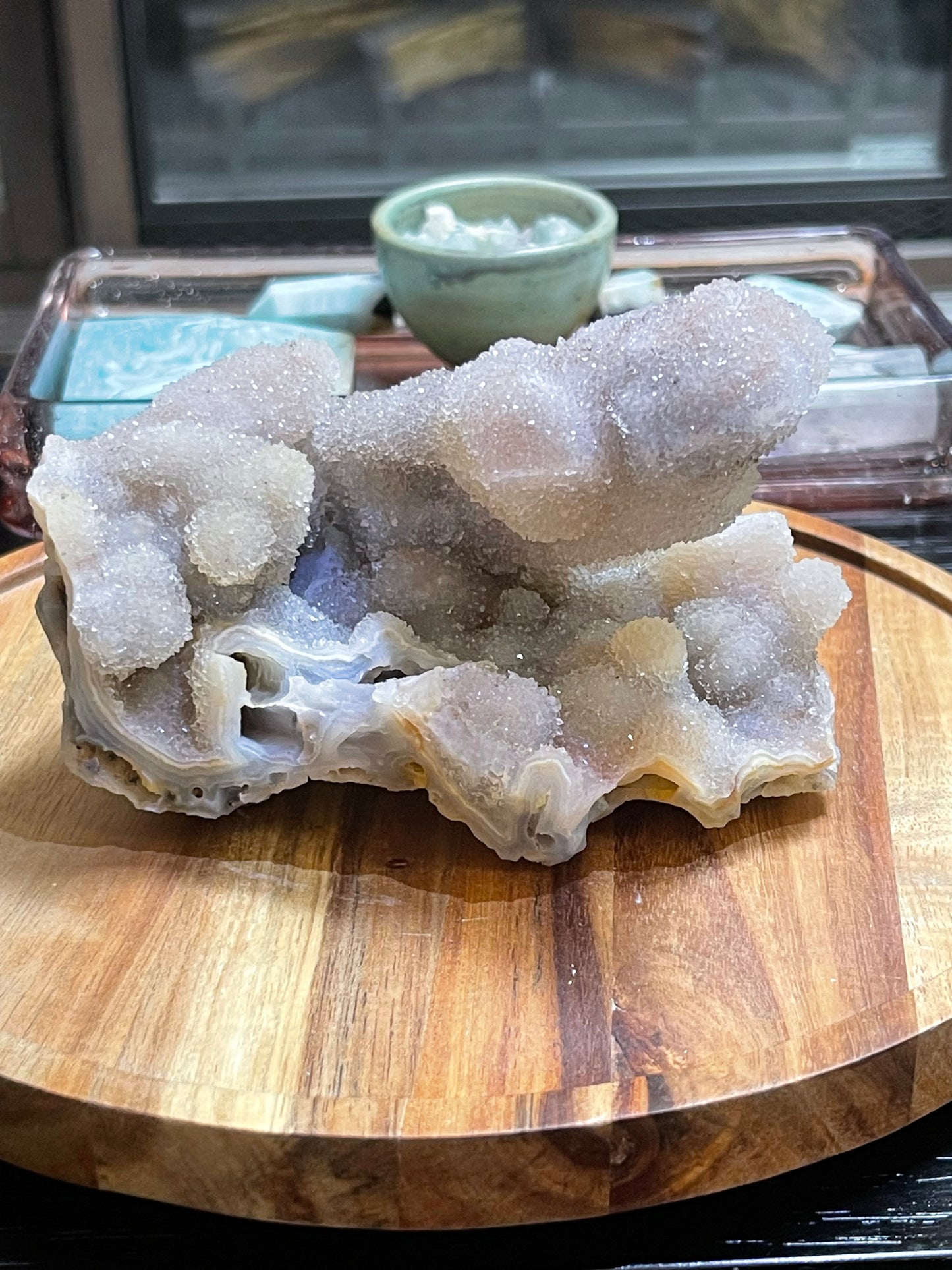 Rare Sugar Druzy Chalcedony Stalactite Specimen | Druzy Chalcedony | Natural Rainbow Chalcedony Specimen