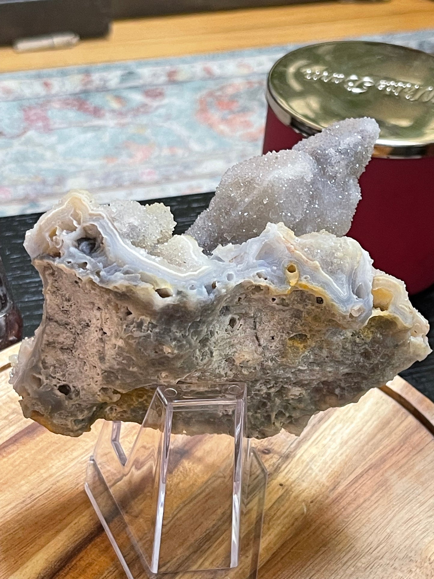 Rare Sugar Druzy Chalcedony Stalactite Specimen | Druzy Chalcedony | Natural Rainbow Chalcedony Specimen