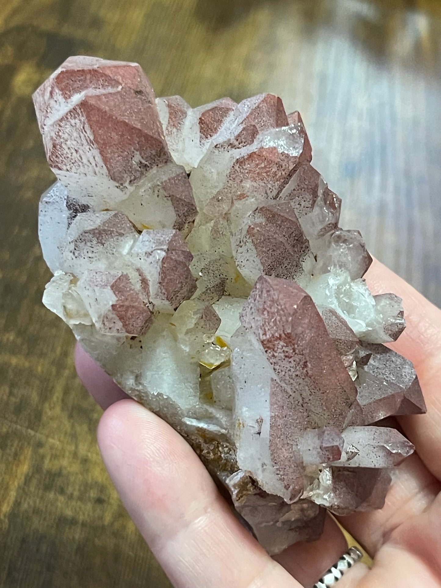 Hematite Quartz Cluster Pink Quartz Elestial Quartz Natural Hematoid Quartz Cluster Red Hematite Quartz Specimen Crystal Home Decor Gift