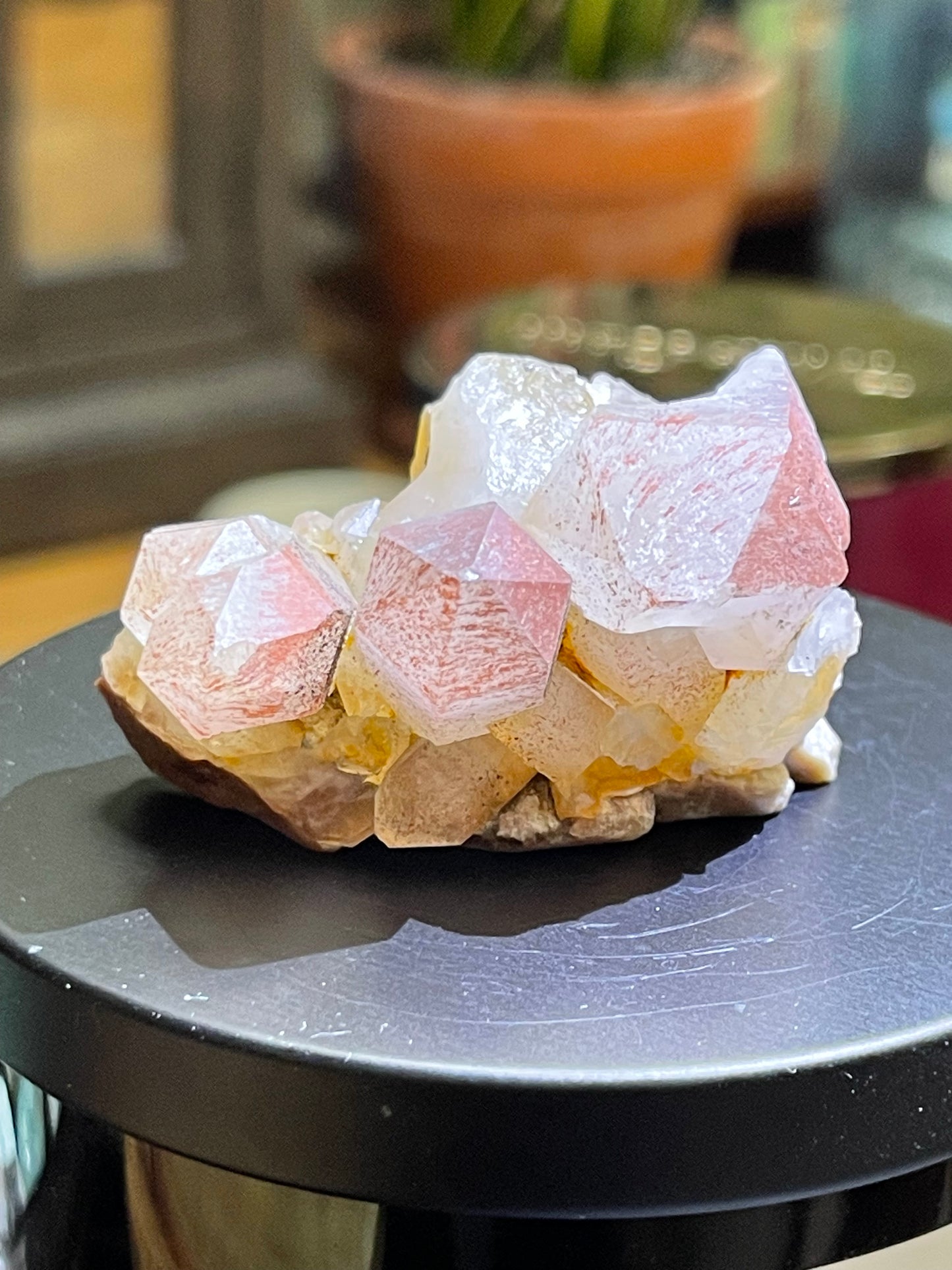 Pink Hematite Quartz Cluster | Pink Quartz | Elestial Quartz | Natural Hematoid Cluster | Red Hematite Quartz
