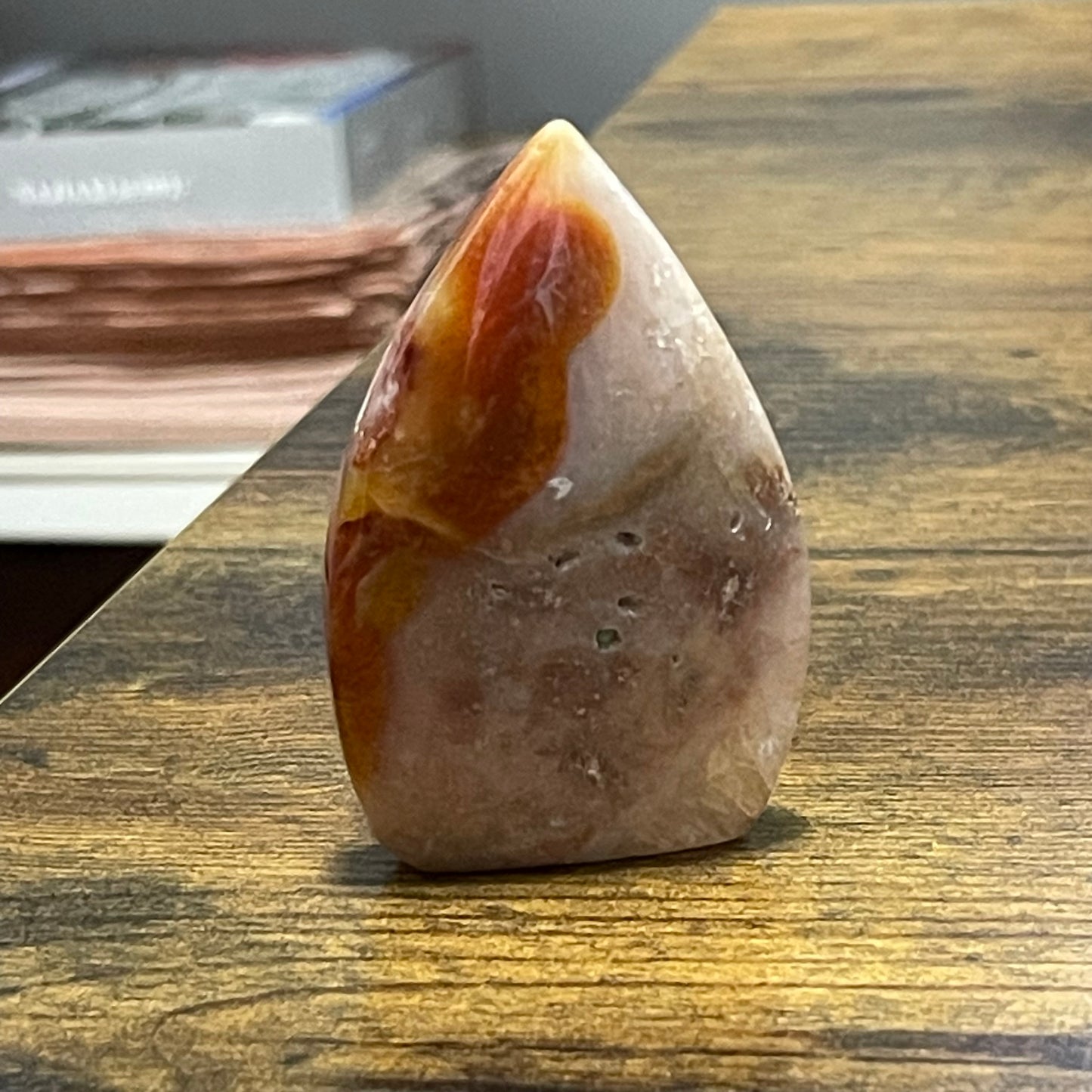Pink Amethyst Flower Agate and carnelian Freeform flame teardrop