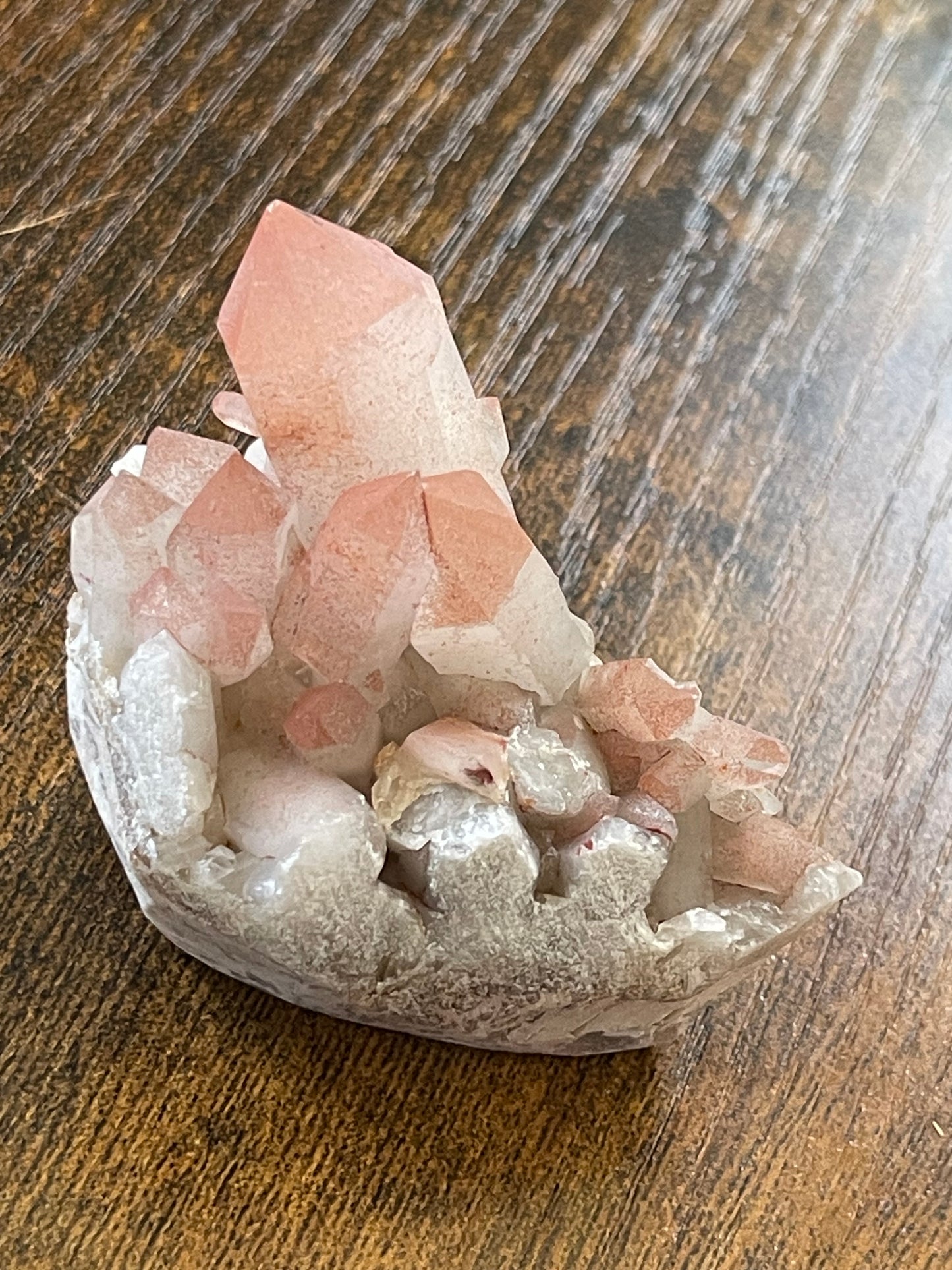Pink Hematite Quartz Cluster Pink Quartz Elestial Quartz Hematoid Cluster Red Hematite Quartz specimen Quartz crystal