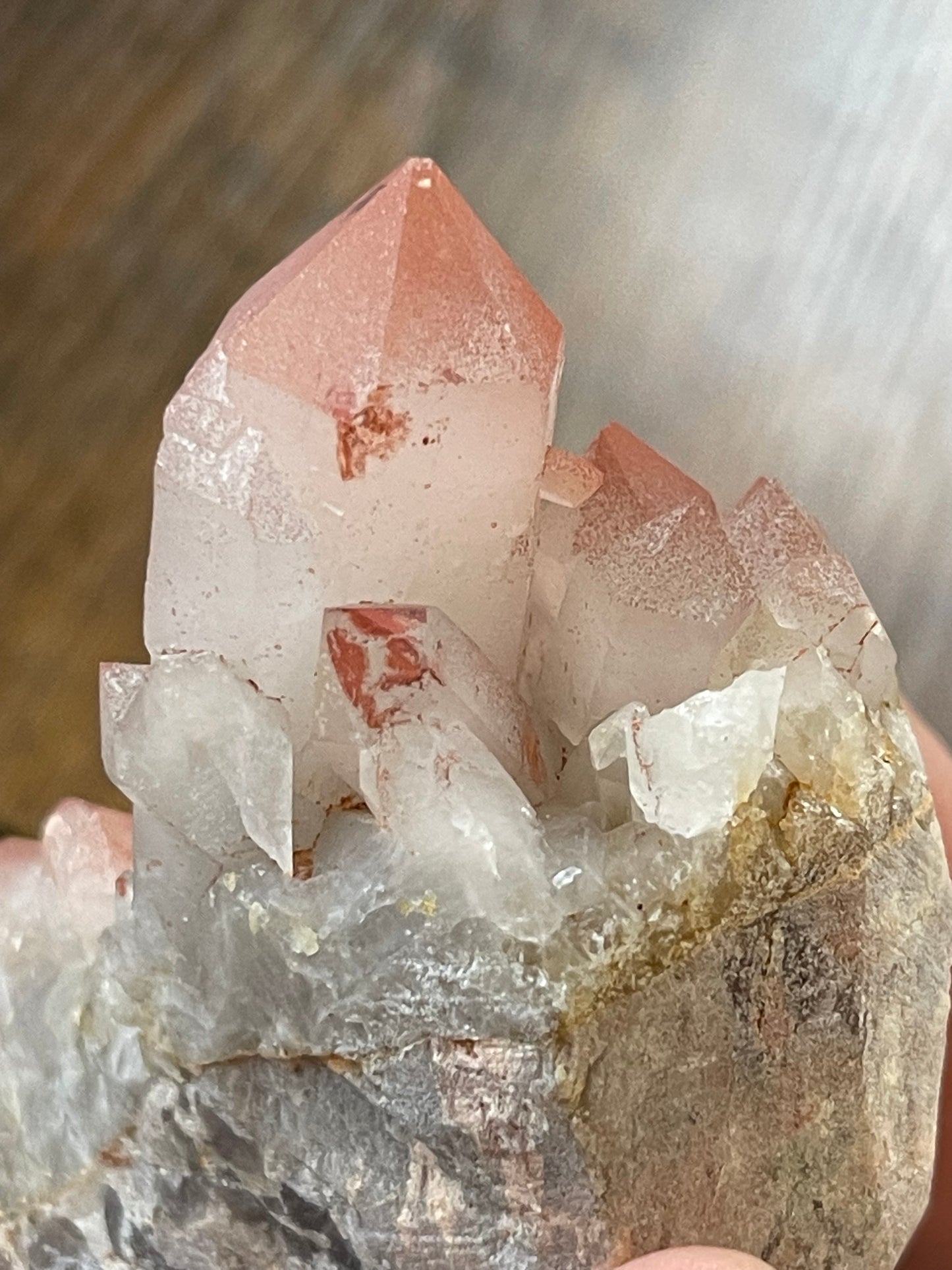 Pink Hematite Quartz Cluster Pink Quartz Elestial Quartz Hematoid Cluster Red Hematite Quartz specimen Quartz crystal