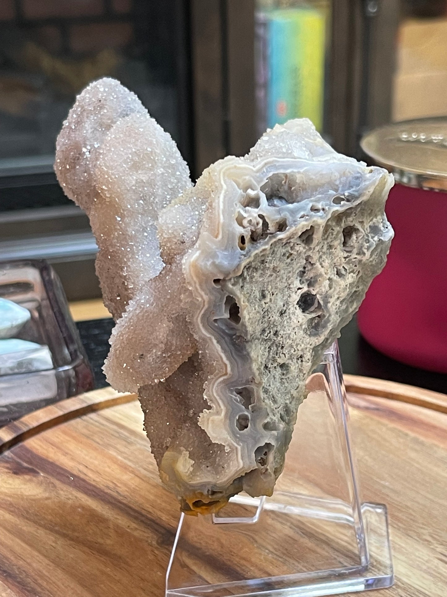 Rare Sugar Druzy Chalcedony Stalactite Specimen | Druzy Chalcedony | Natural Rainbow Chalcedony Specimen