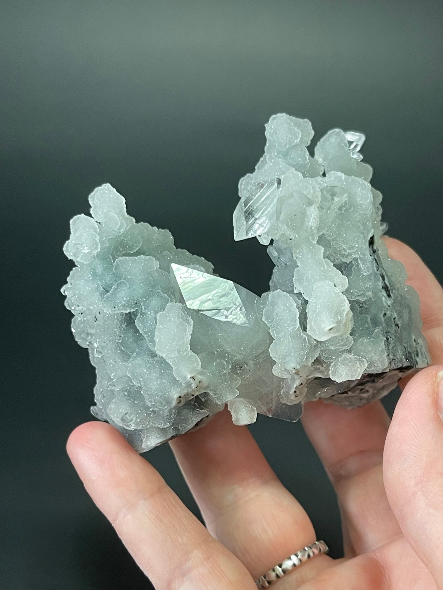 Chalcedony with Apophyllite Specimen Druzy Chalcedony Stalactite Double Terminated Apophyllite Crystal Cluster Druzy Rare Crystal Home Decor