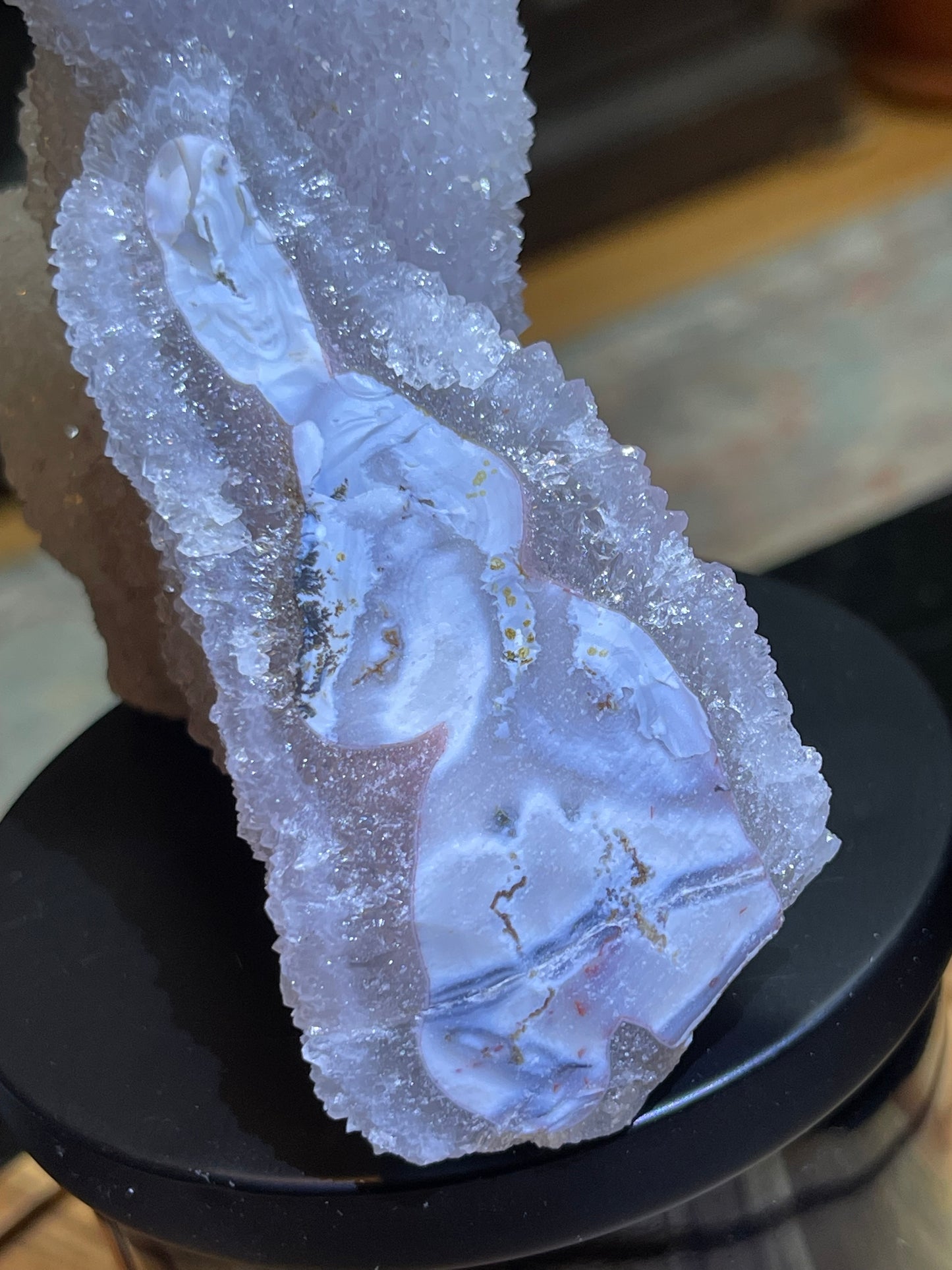 Rare Sugar Druzy Chalcedony Stalactite Specimen | Druzy Chalcedony | Natural Rainbow Chalcedony Specimen