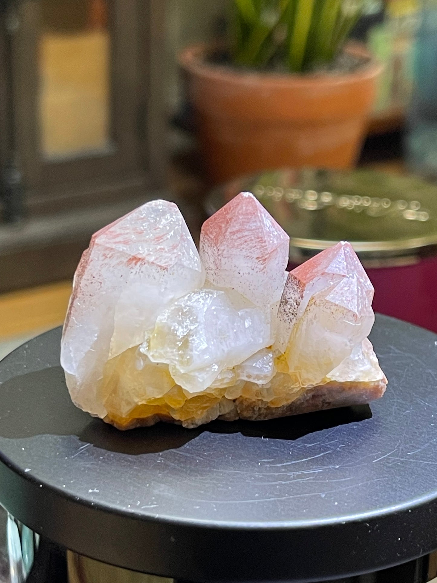 Pink Hematite Quartz Cluster | Pink Quartz | Elestial Quartz | Natural Hematoid Cluster | Red Hematite Quartz