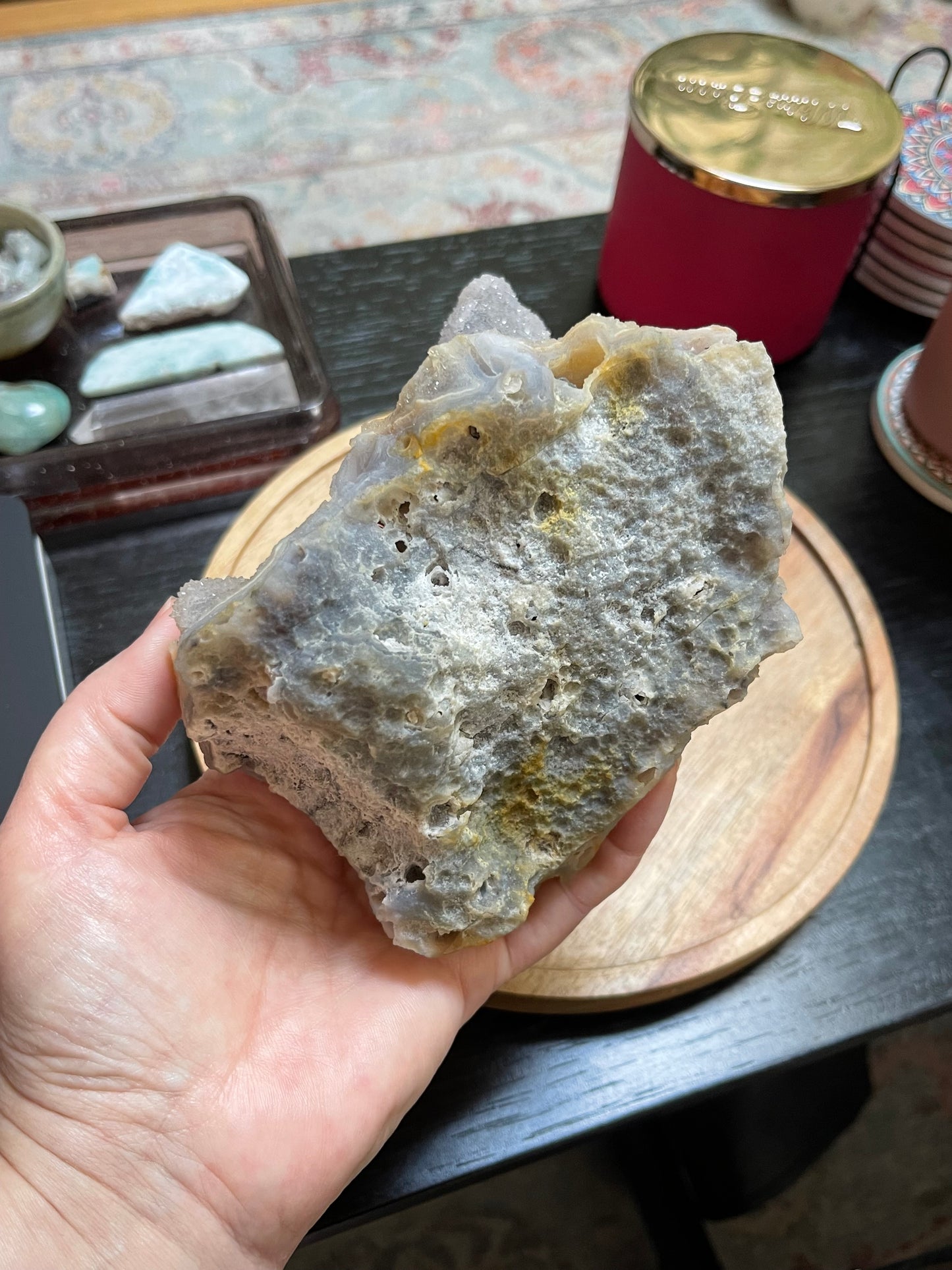Rare Sugar Druzy Chalcedony Stalactite Specimen | Druzy Chalcedony | Natural Rainbow Chalcedony Specimen