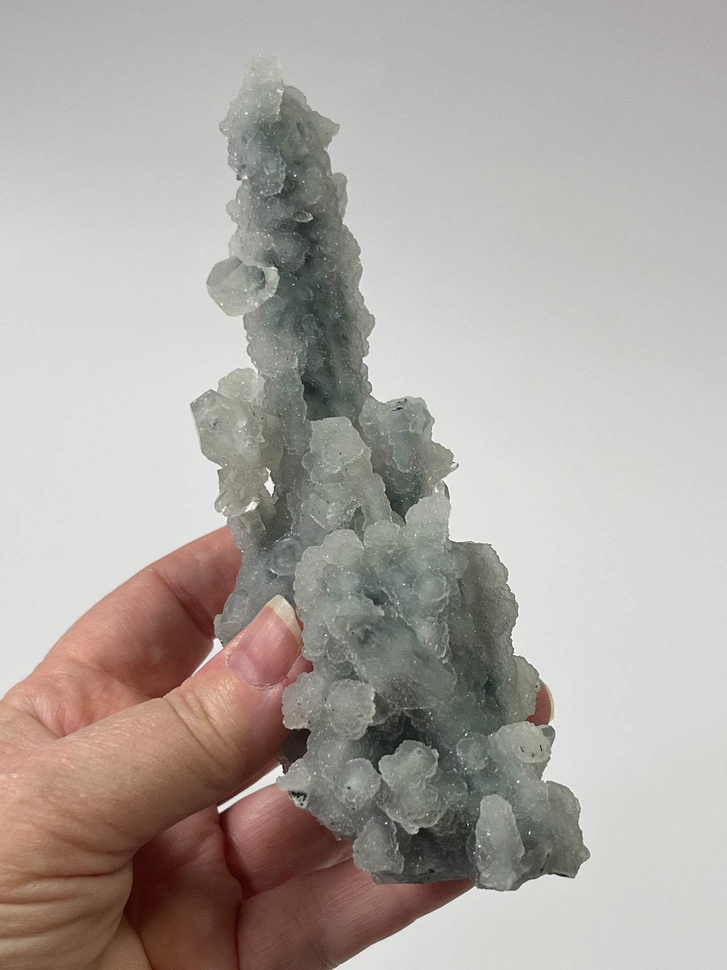 Chalcedony Stalactite Crystal with Diamond Apophyllite Druzy Crystal Cluster Raw Crystal Specimen Healing Crystal Home Decor Gift