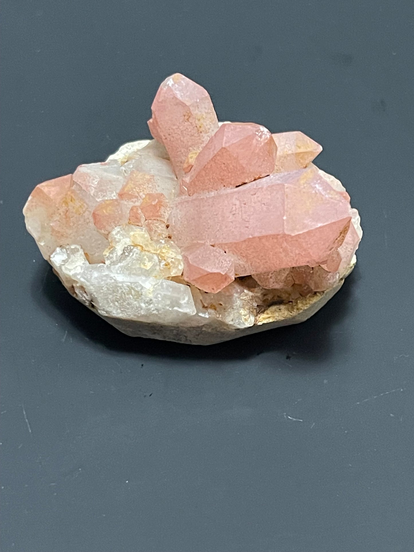 Pink Hematite Quartz Cluster Pink Quartz Elestial Quartz Hematoid Cluster Red Hematite Quartz Crystal specimen clear Quartz with hematite
