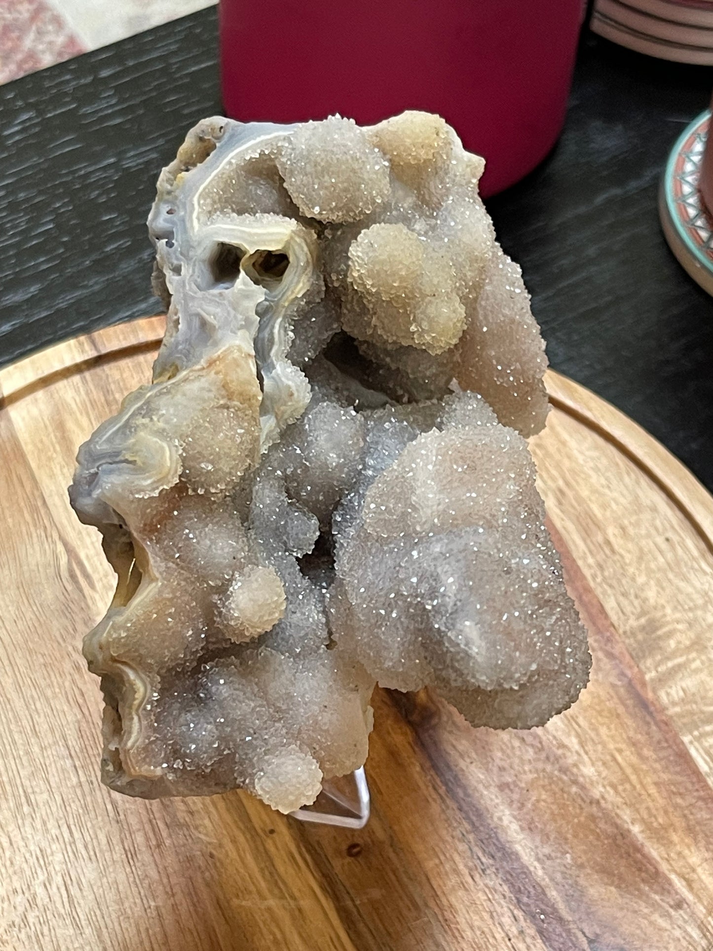 Rare Sugar Druzy Chalcedony Stalactite Specimen | Druzy Chalcedony | Natural Rainbow Chalcedony Specimen