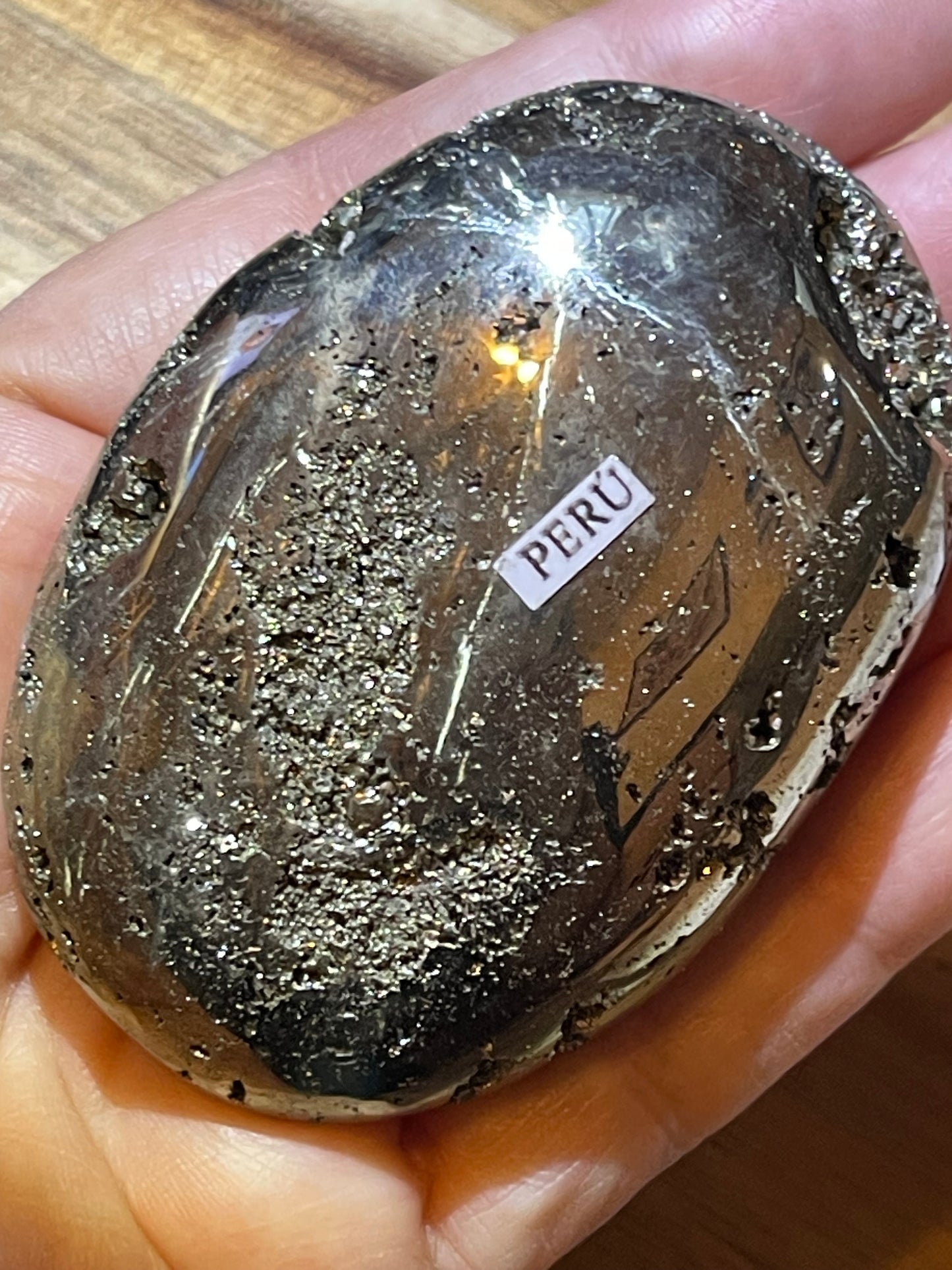 Pyrite Palmstone Druzy Crystal Palm Stone Reiki Healing Crystal Peruvian Pyrite
