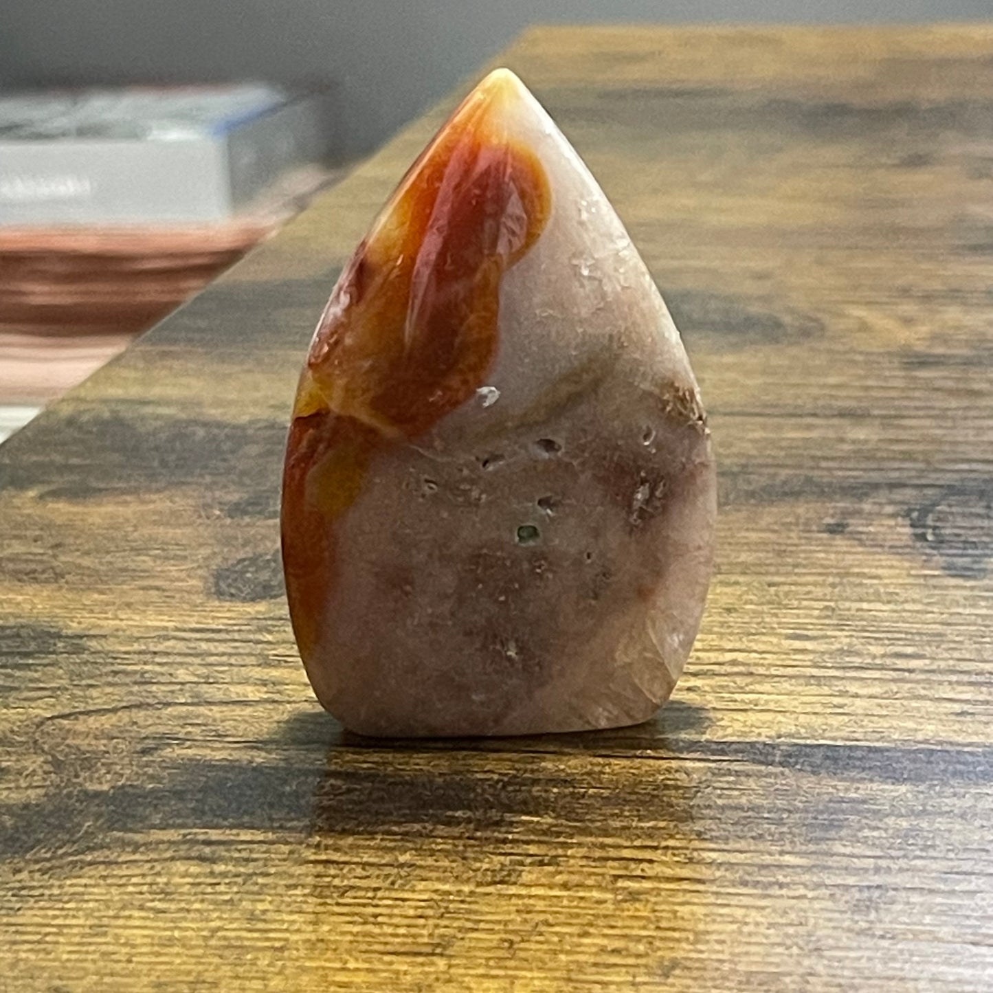 Pink Amethyst Flower Agate and carnelian Freeform flame teardrop