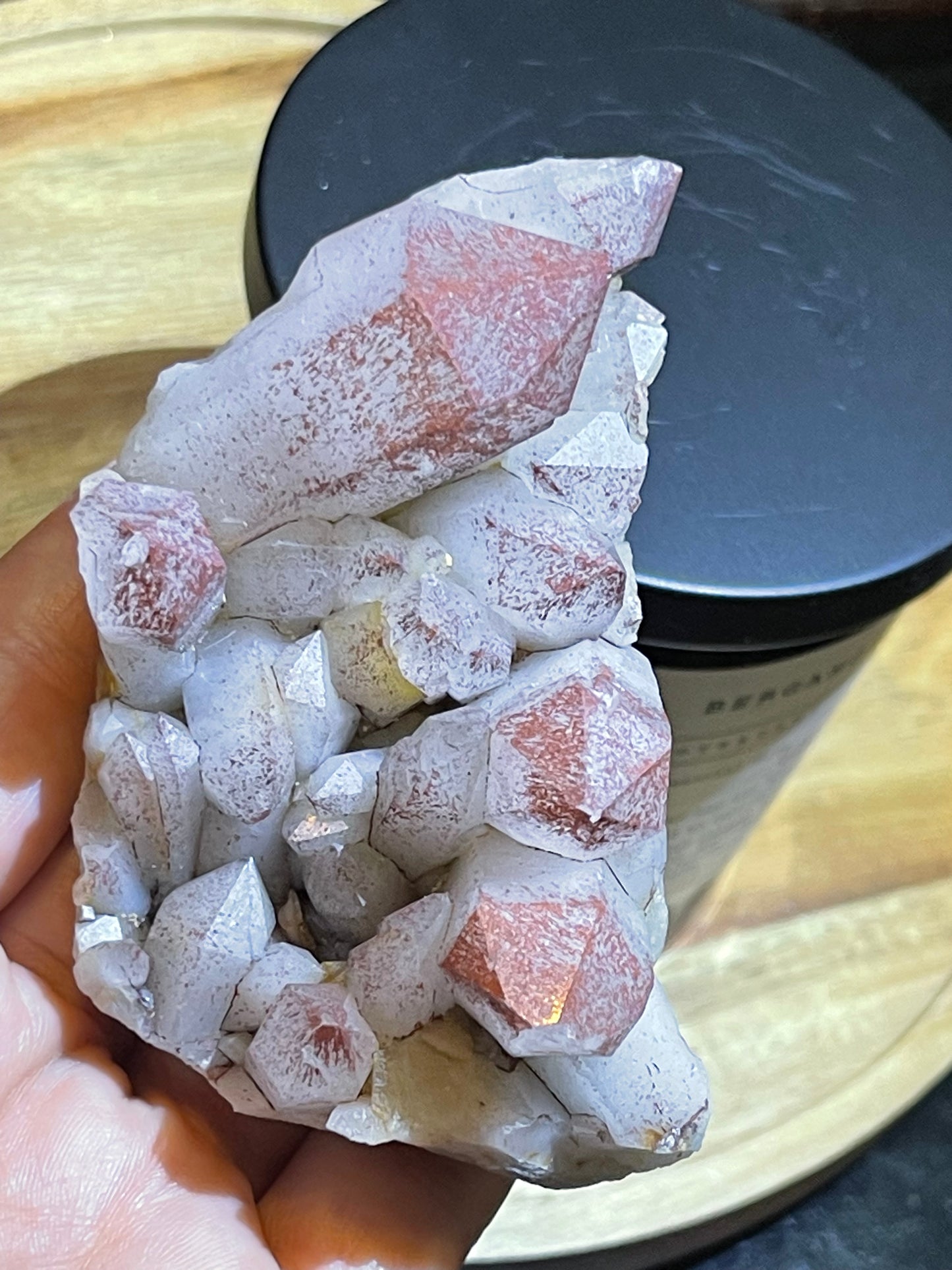 Pink Hematite Dusted Quartz Cluster | Pink Quartz | Elestial Quartz | Natural Hematoid Cluster