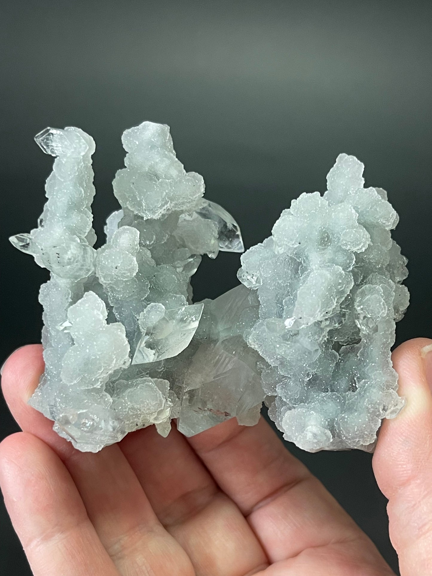 Chalcedony with Apophyllite Specimen Druzy Chalcedony Stalactite Double Terminated Apophyllite Crystal Cluster Druzy Rare Crystal Home Decor