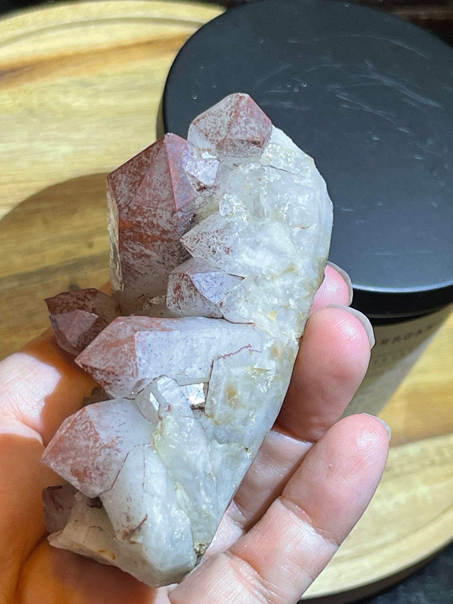 Pink Hematite Dusted Quartz Cluster | Pink Quartz | Elestial Quartz | Natural Hematoid Cluster