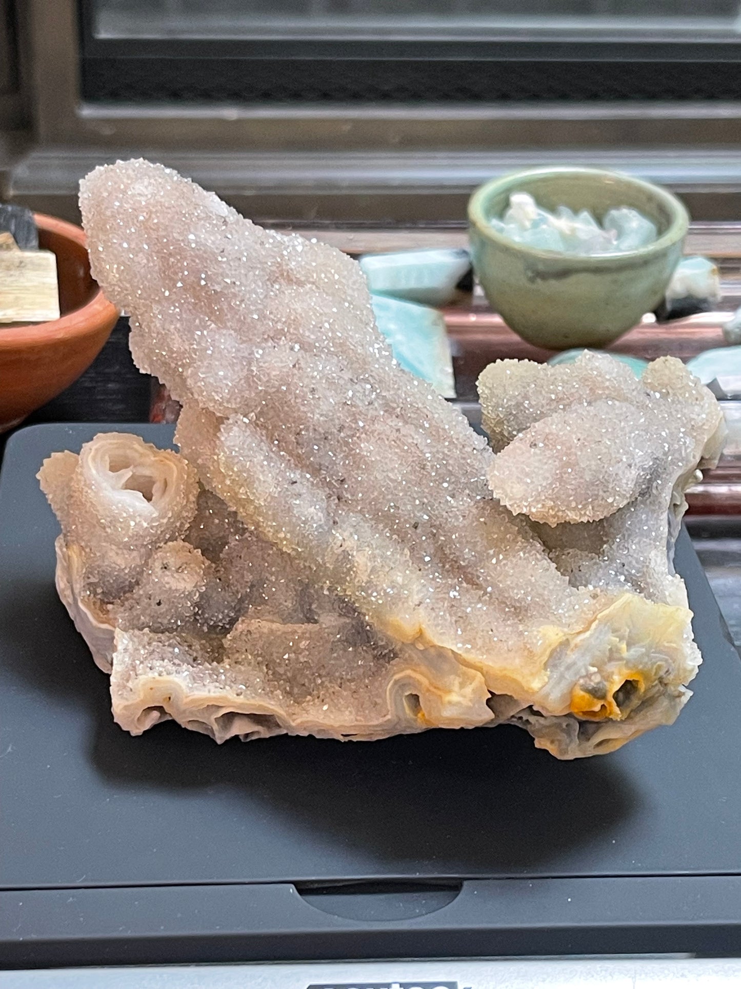 Rare Sugar Druzy Chalcedony Stalactite Specimen | Druzy Chalcedony | Natural Rainbow Chalcedony Specimen