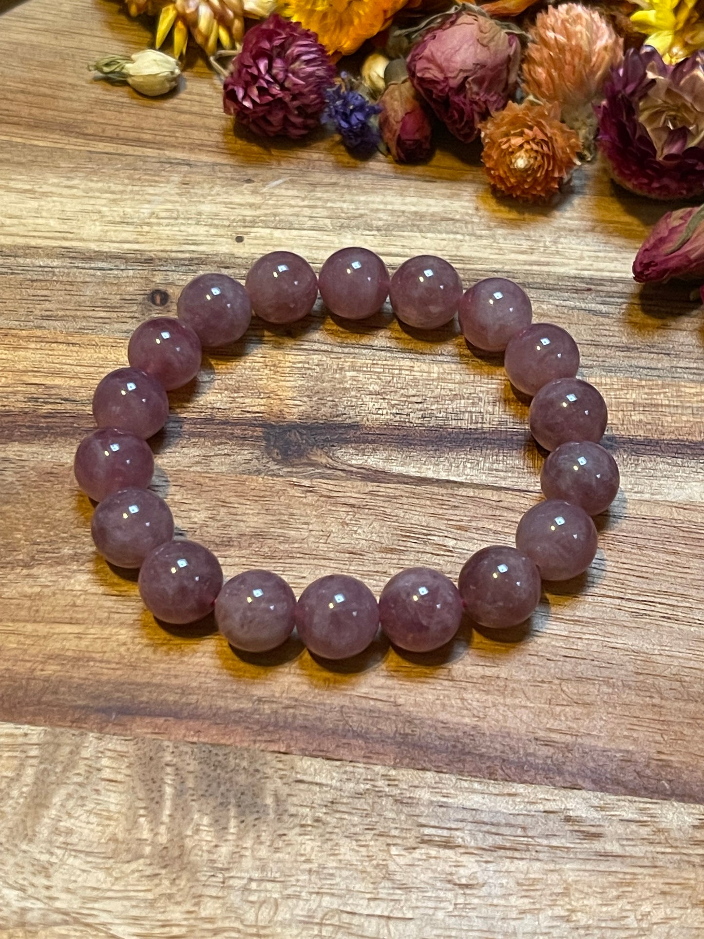 High Quality Purple Rose Quartz 11mm bracelet | Lavender rose quartz bracelet | 11mm Gemstone bracelet
