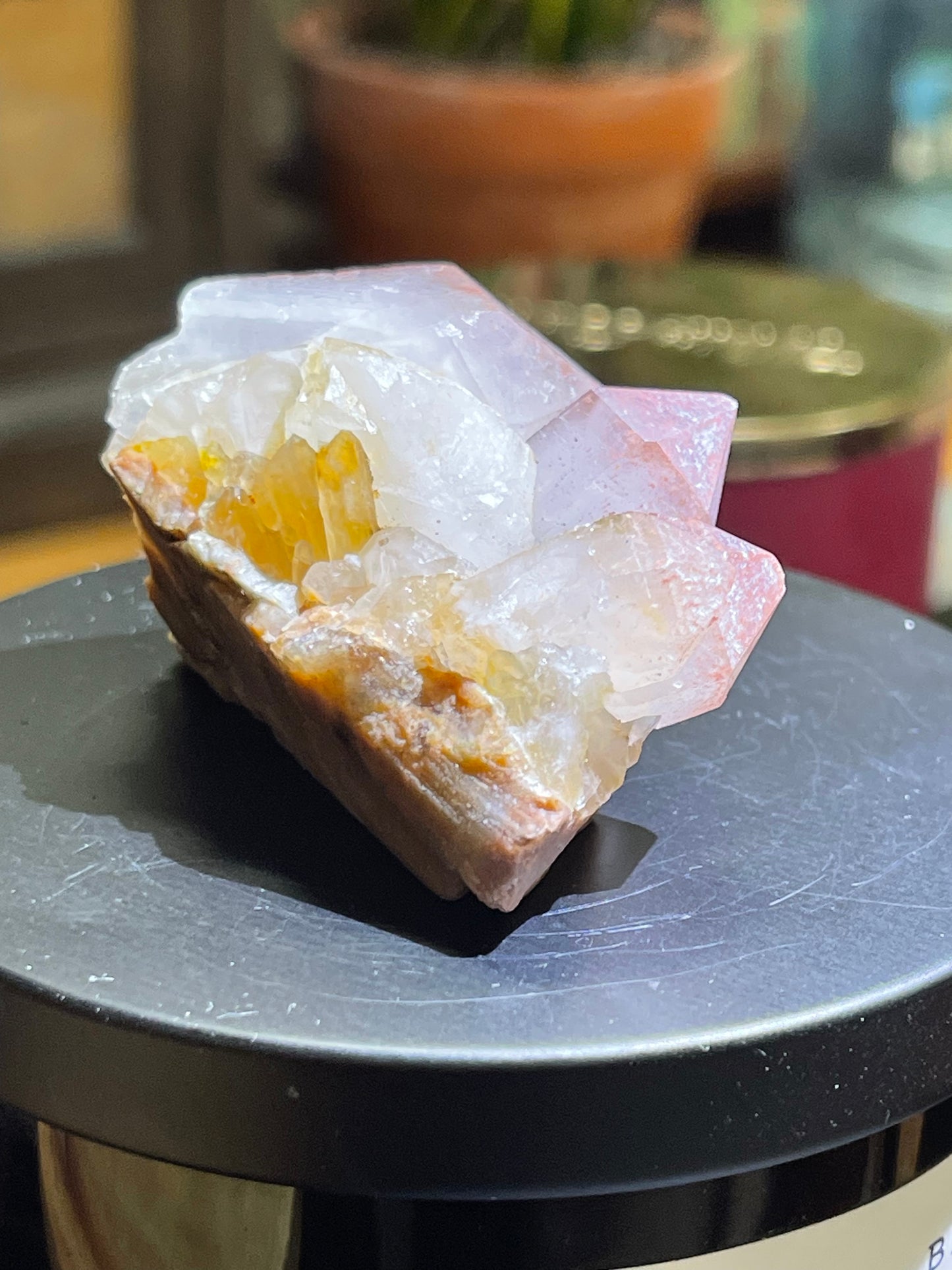 Pink Hematite Quartz Cluster | Pink Quartz | Elestial Quartz | Natural Hematoid Cluster | Red Hematite Quartz