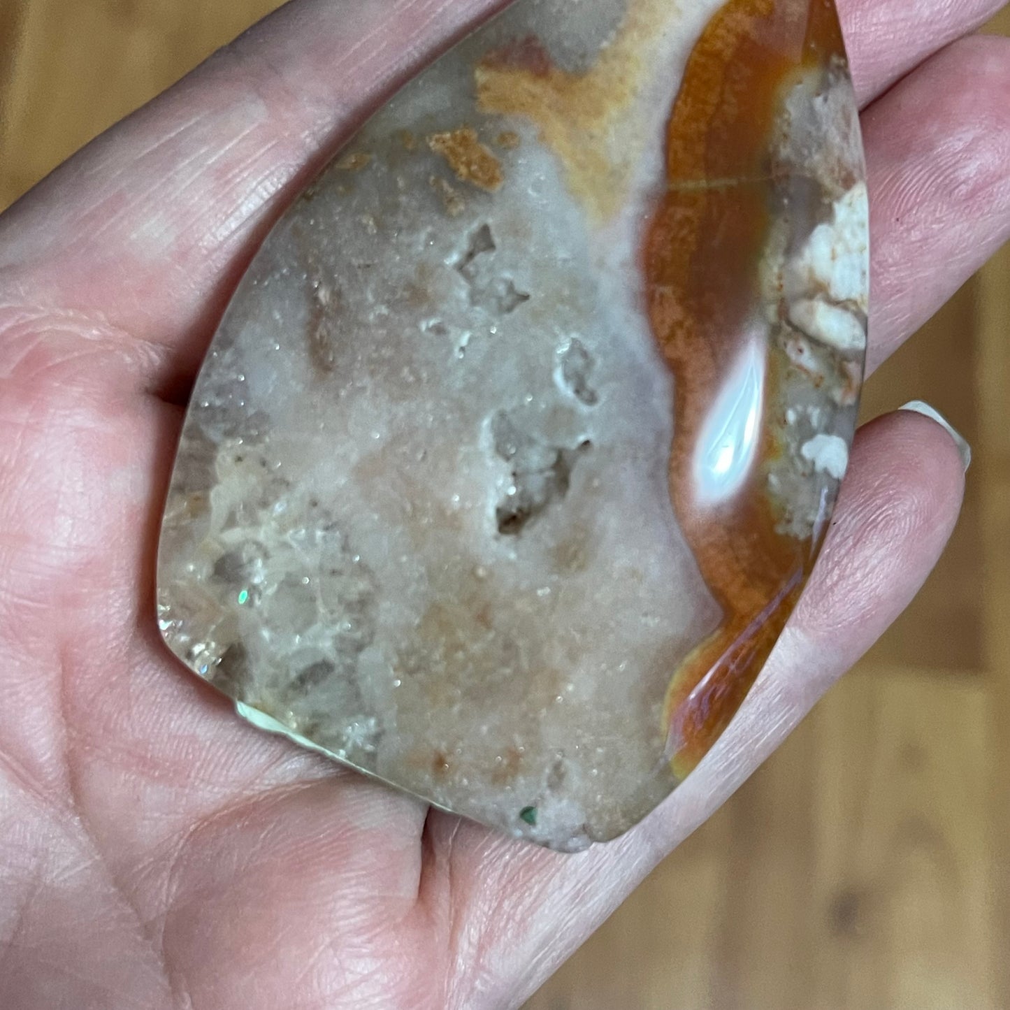 Pink Amethyst Flower Agate and carnelian Freeform flame teardrop
