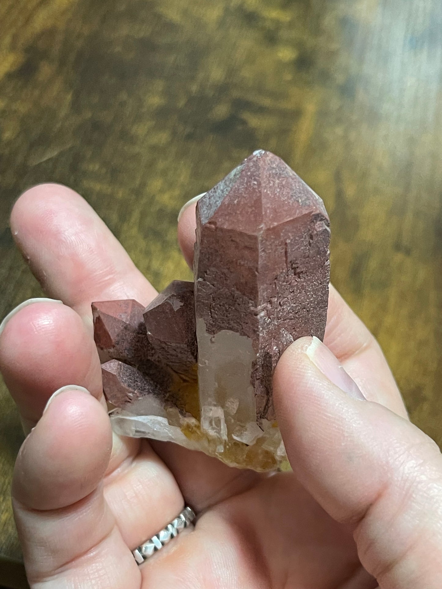 Hematite Quartz Cluster Pink Quartz Elestial Quartz Crystal Hematoid Cluster Red Hematite Quartz Specimen Crystal Home Decor Gift