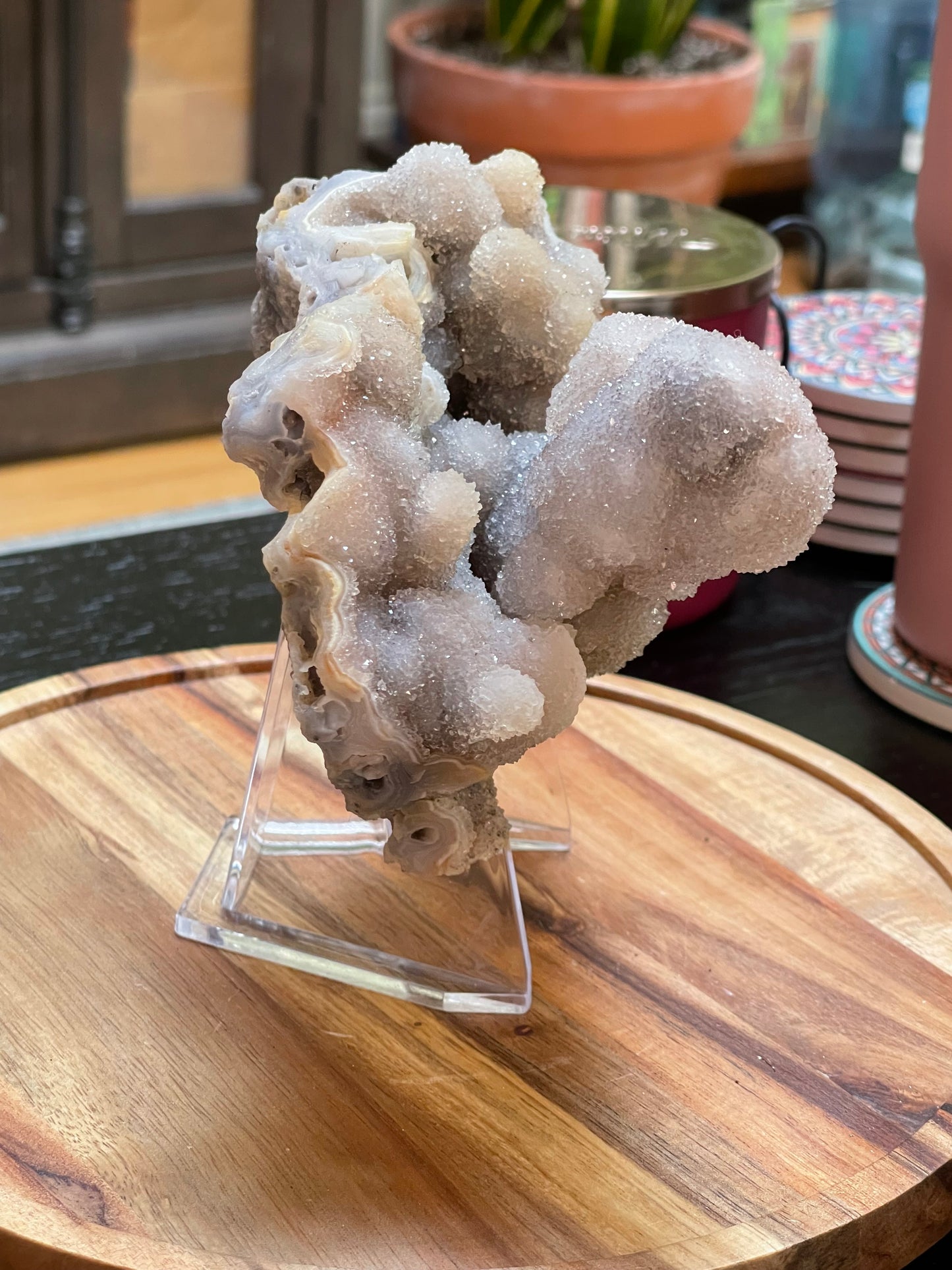Rare Sugar Druzy Chalcedony Stalactite Specimen | Druzy Chalcedony | Natural Rainbow Chalcedony Specimen