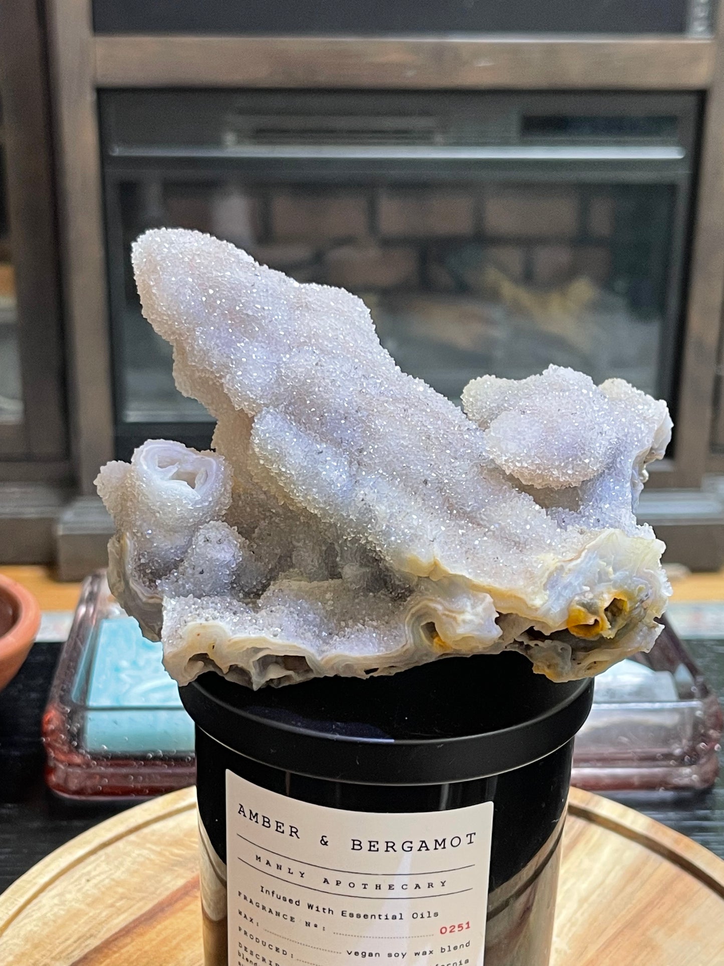 Rare Sugar Druzy Chalcedony Stalactite Specimen | Druzy Chalcedony | Natural Rainbow Chalcedony Specimen