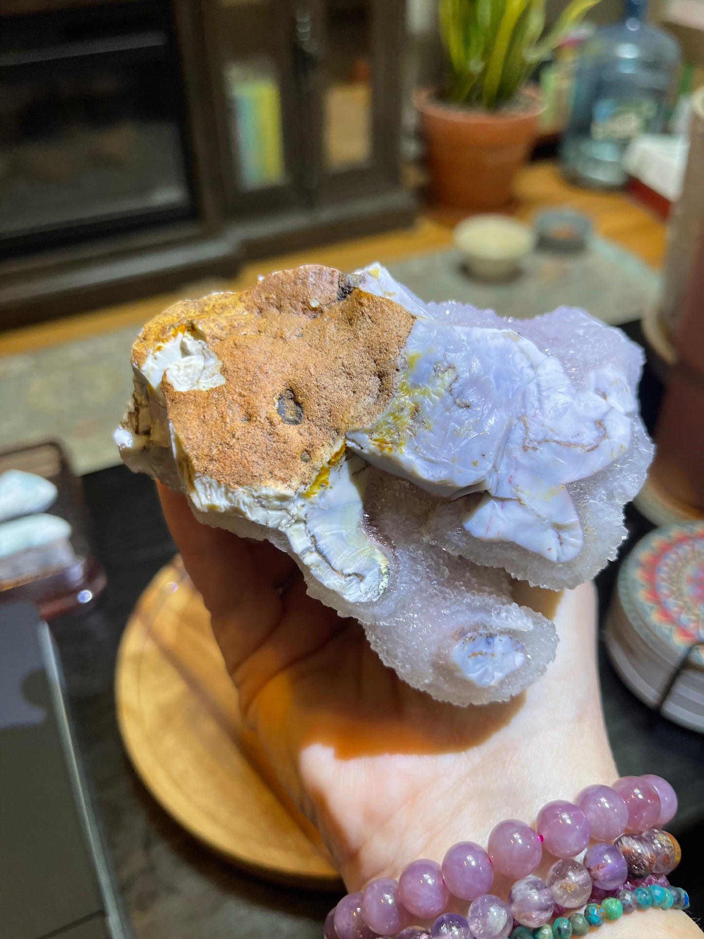 Rare Sugar Druzy Chalcedony Stalactite Specimen | Druzy Chalcedony | Natural Rainbow Chalcedony Specimen
