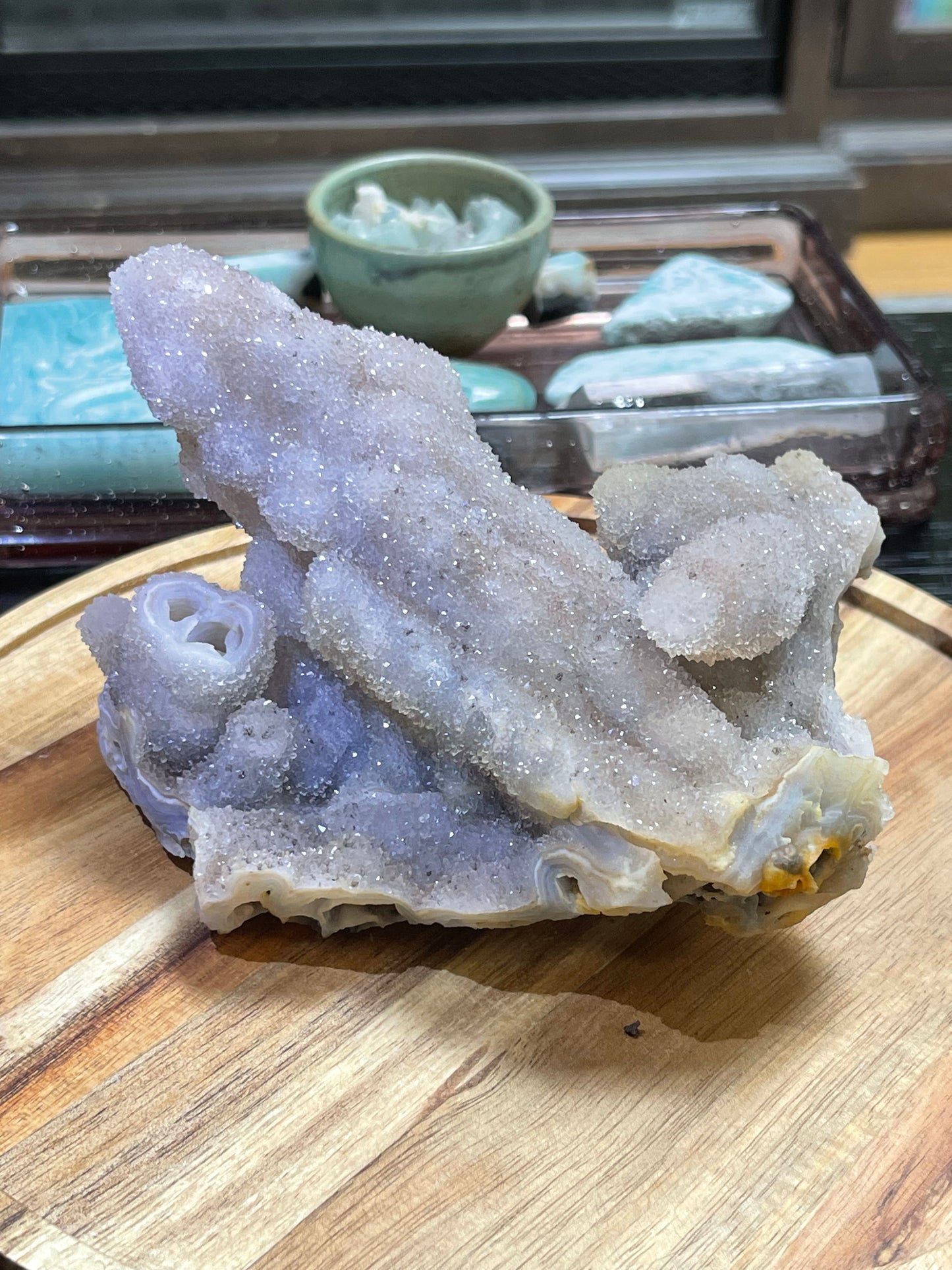 Rare Sugar Druzy Chalcedony Stalactite Specimen | Druzy Chalcedony | Natural Rainbow Chalcedony Specimen