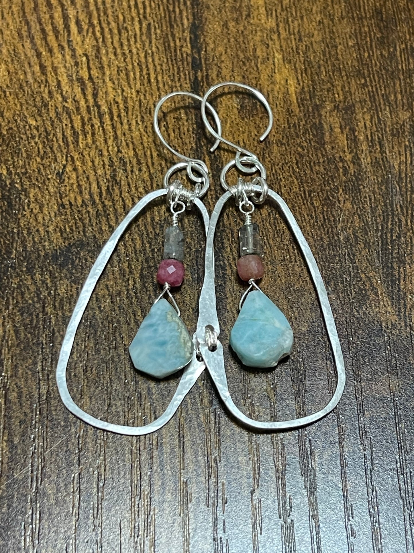 Silver Earrings Sterling Silver Gemstone Earrings Larimar Earrings Rhodonite Earrings Labradorite Earrings Handmade Crystal Jewelry