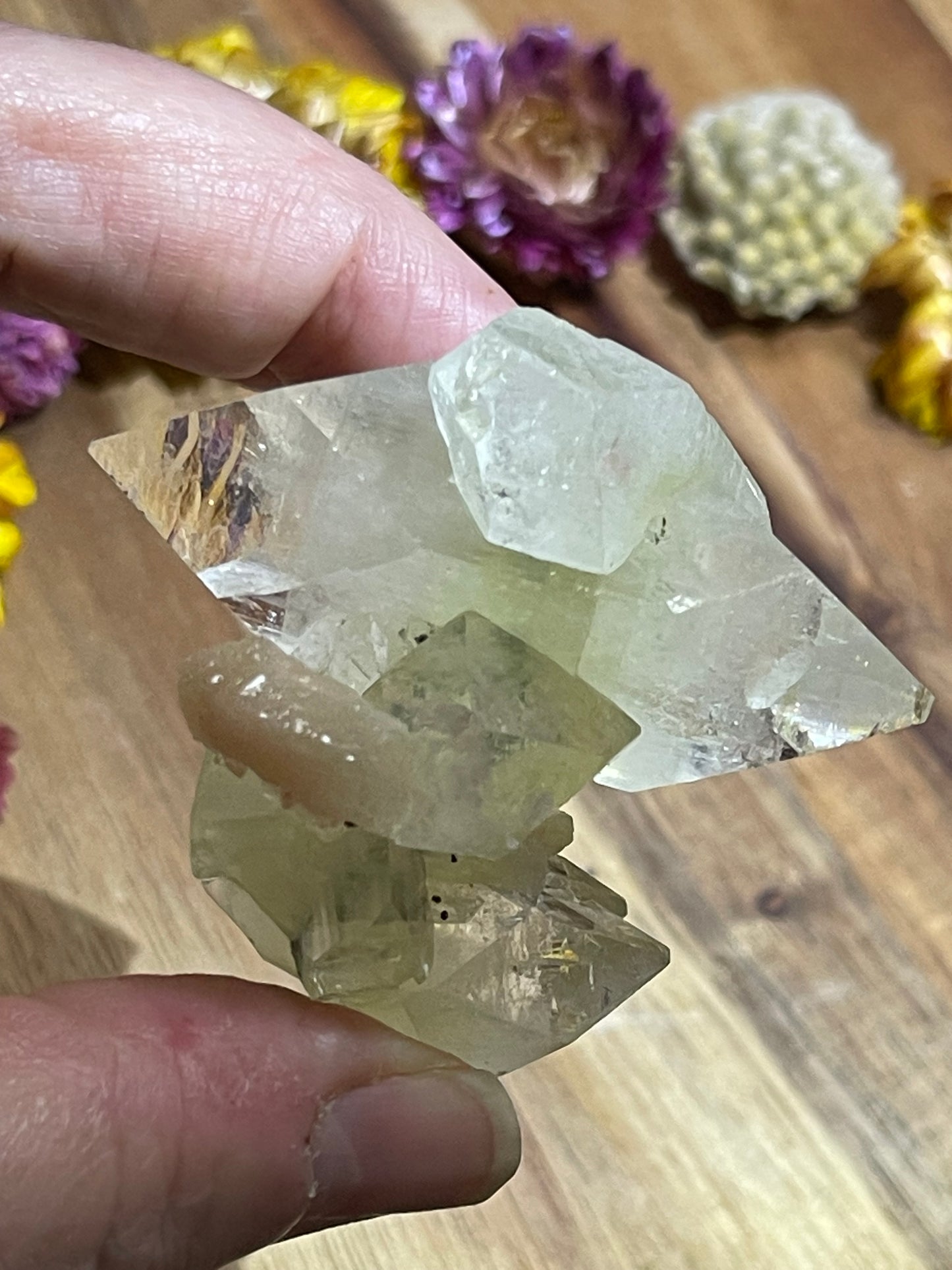 Green and Clear Apophyllite with Stilbite | Double terminated Apophyllite | Apophyllite Specimen