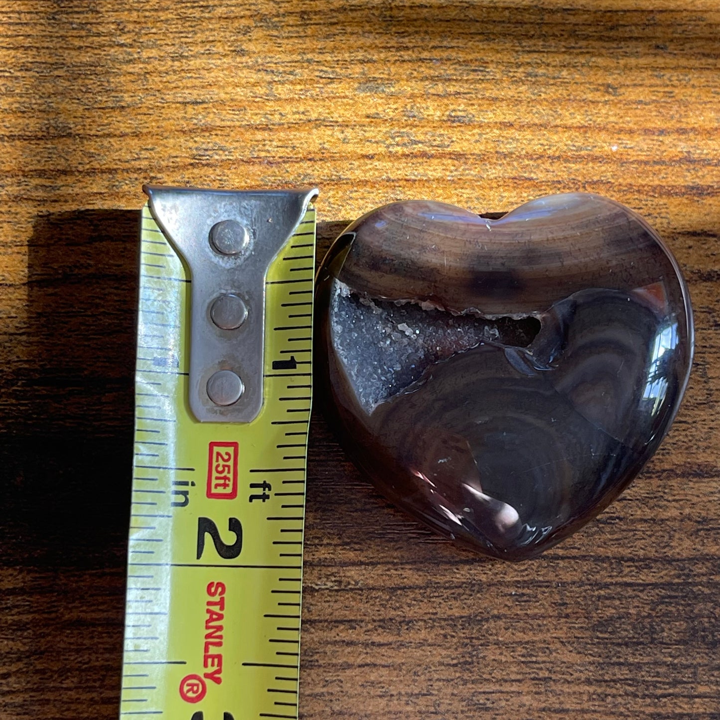 Dark Carnelian Heart with Druzy healing crystal heart