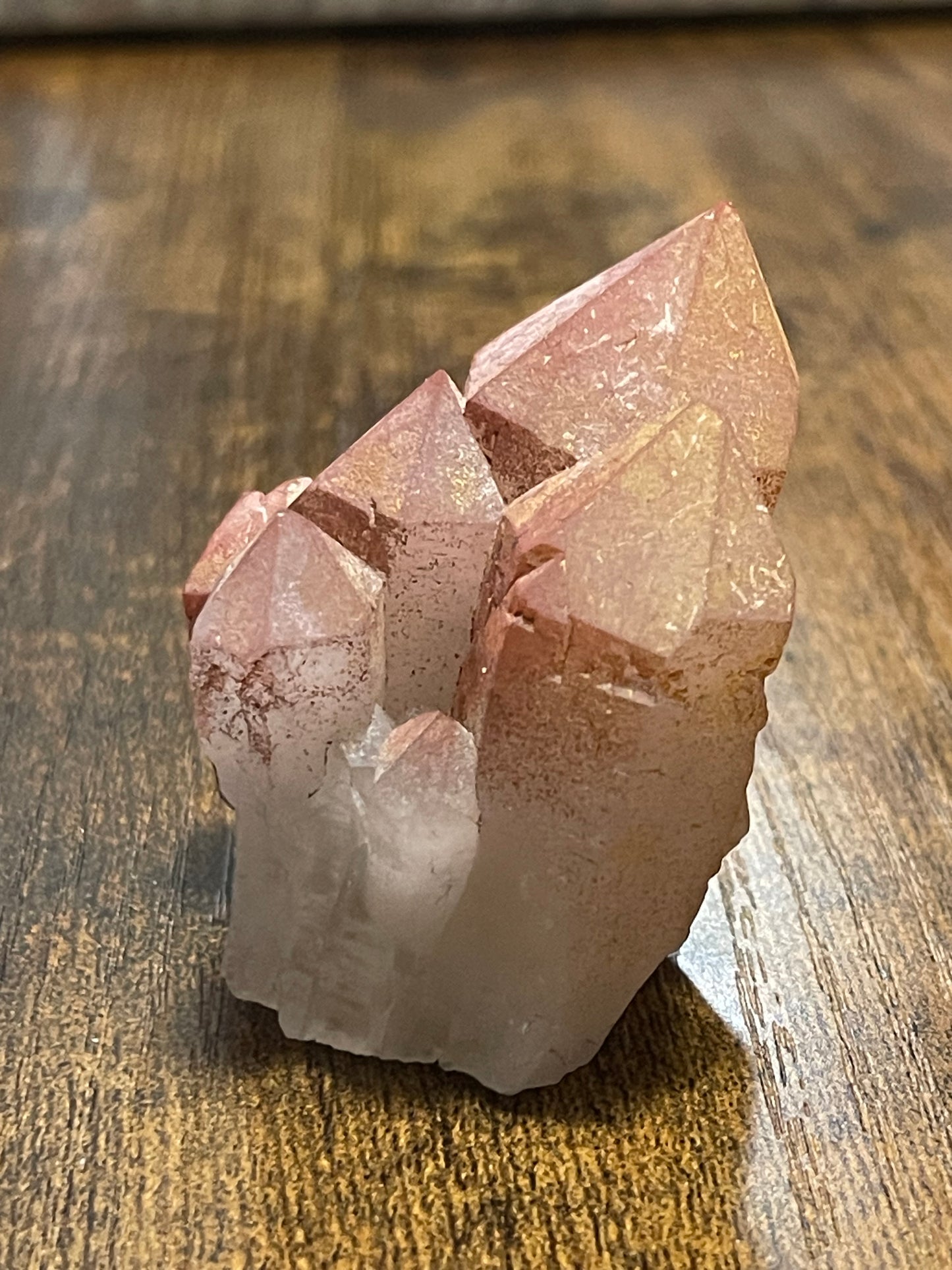 Pink Hematite Quartz Cluster Pink Quartz Elestial Quartz Hematoid Cluster Red Hematite Quartz Crystal specimen clear Quartz with hematite