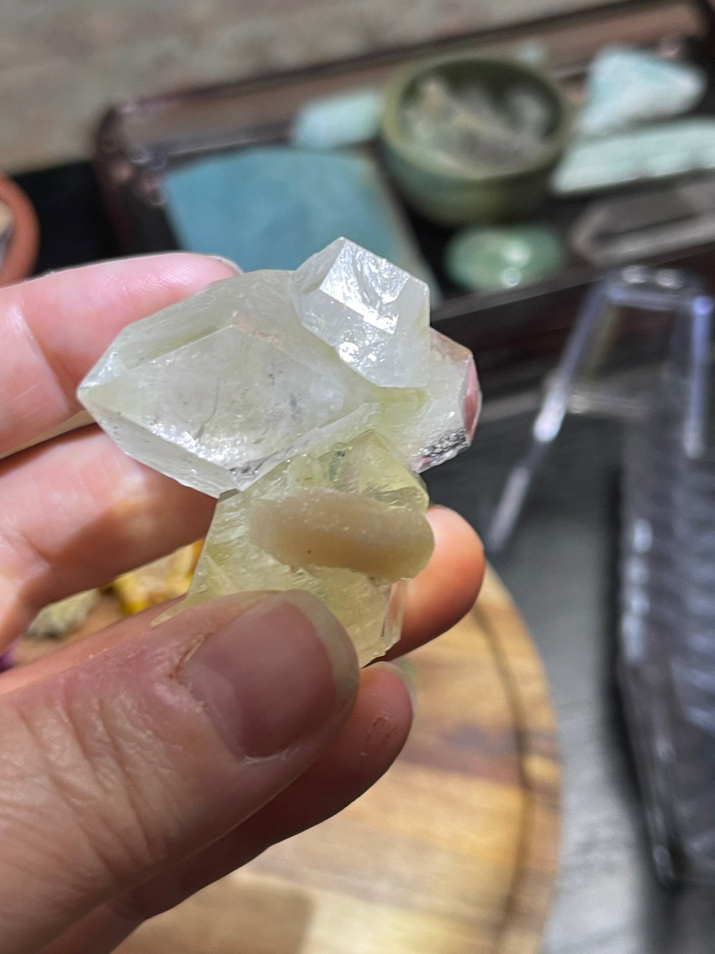 Green and Clear Apophyllite with Stilbite | Double terminated Apophyllite | Apophyllite Specimen