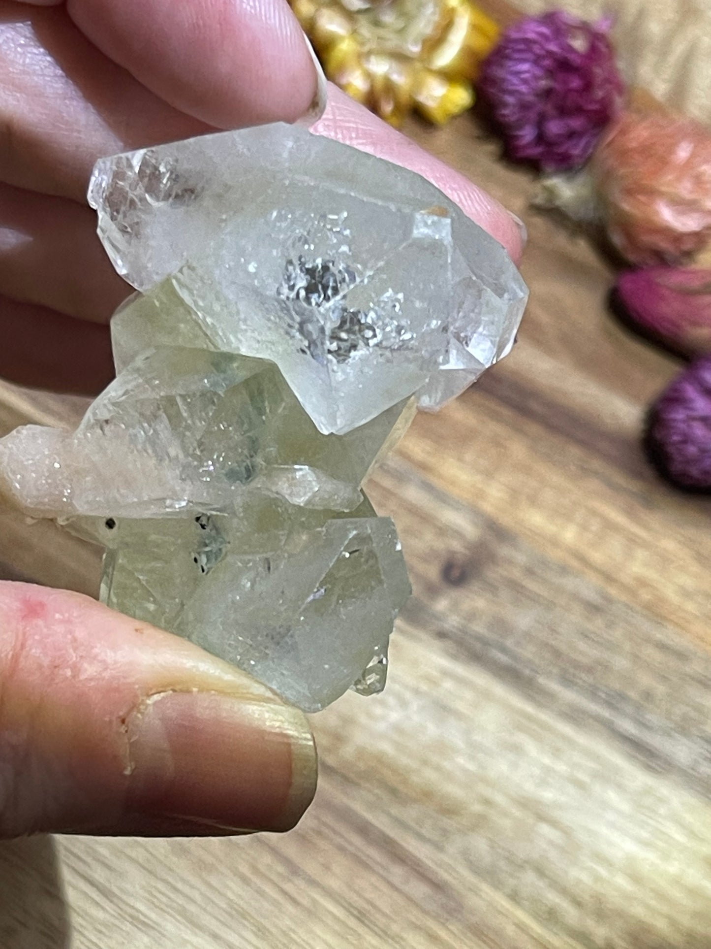 Green and Clear Apophyllite with Stilbite | Double terminated Apophyllite | Apophyllite Specimen