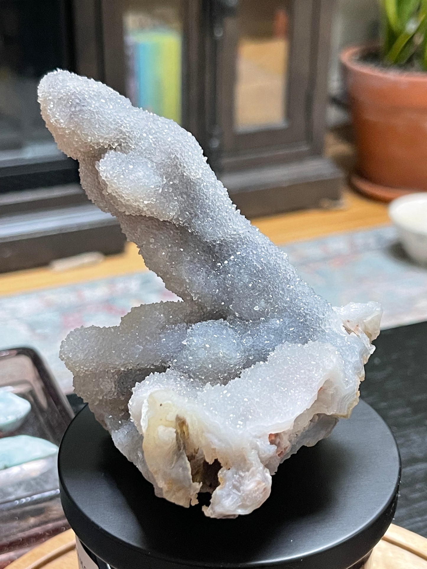 Rare Sugar Druzy Chalcedony Stalactite Specimen | Druzy Chalcedony | Natural Rainbow Chalcedony Specimen