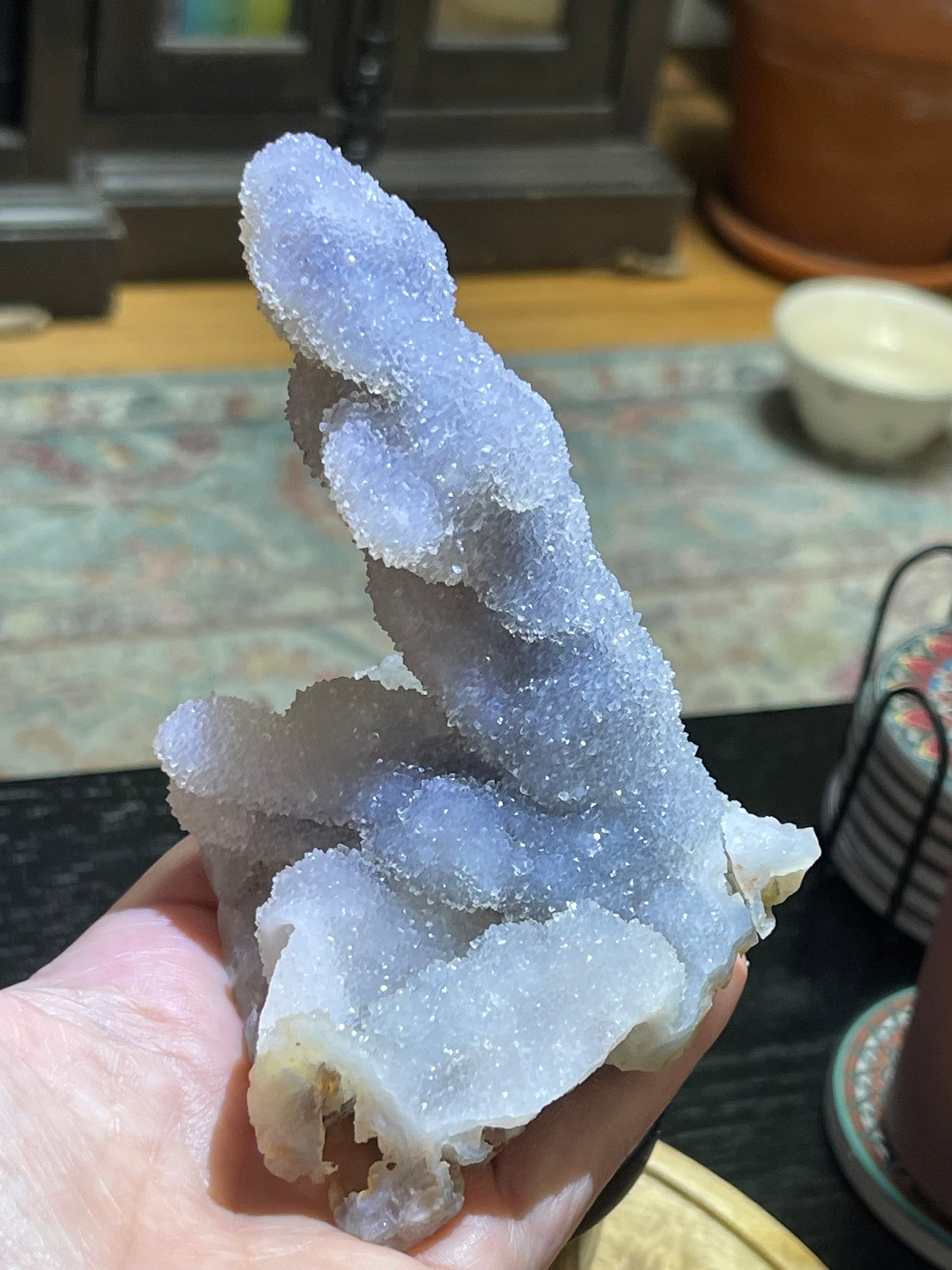 Rare Sugar Druzy Chalcedony Stalactite Specimen | Druzy Chalcedony | Natural Rainbow Chalcedony Specimen