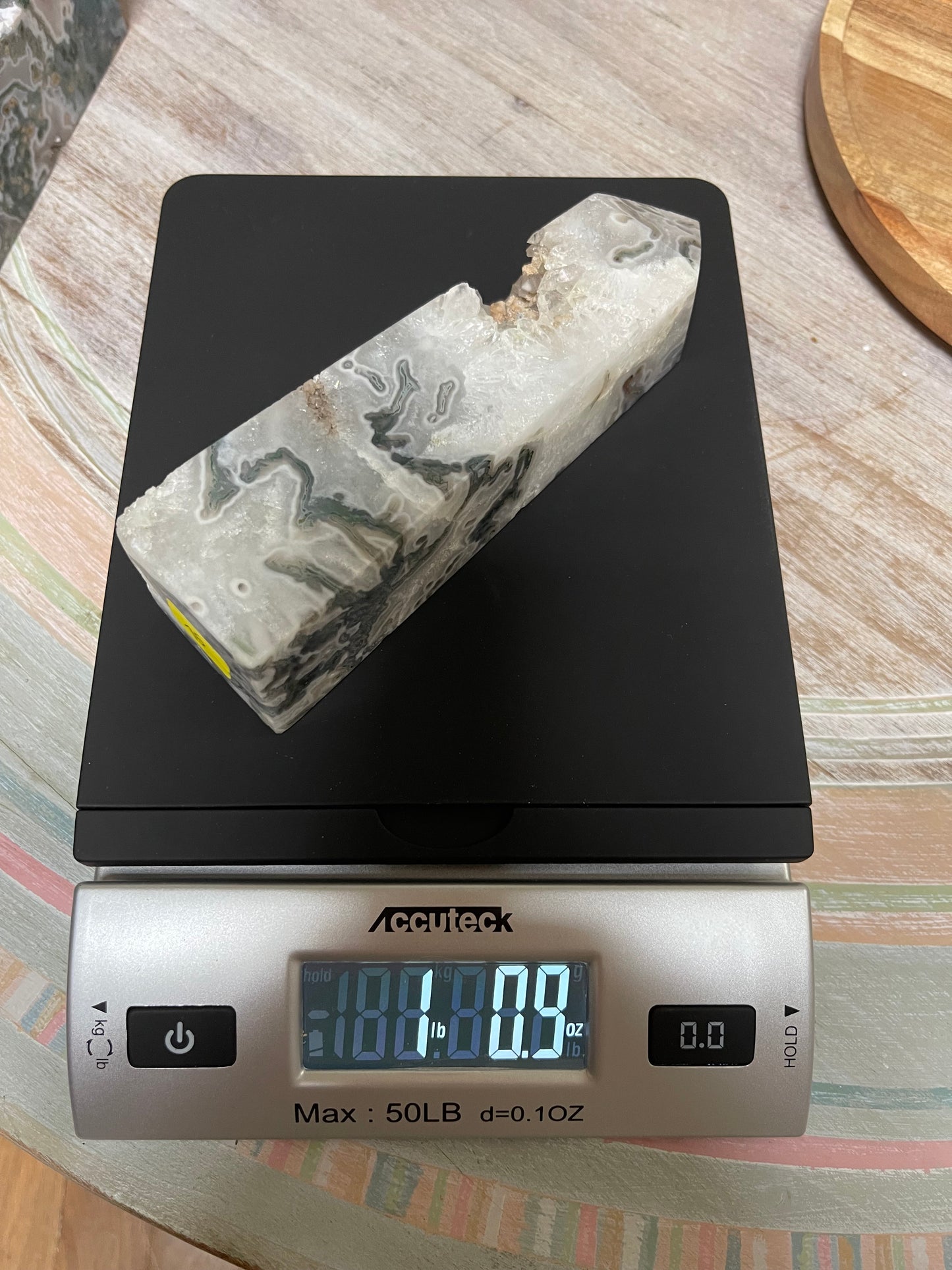 Moss Agate Tower with Druzy