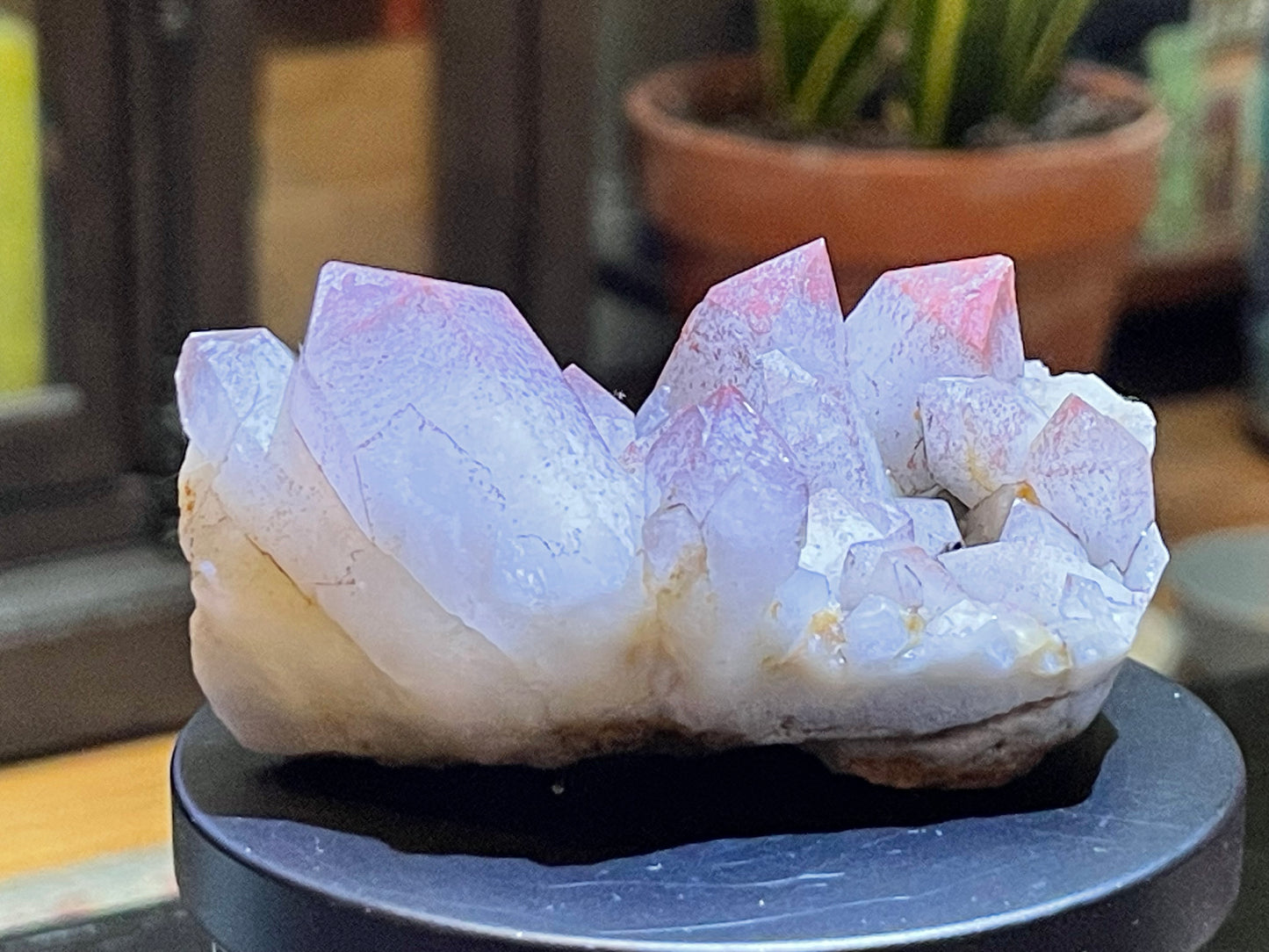 Pink Hematite Dusted Quartz Cluster | Pink Quartz | Elestial Quartz | Natural Hematoid Cluster