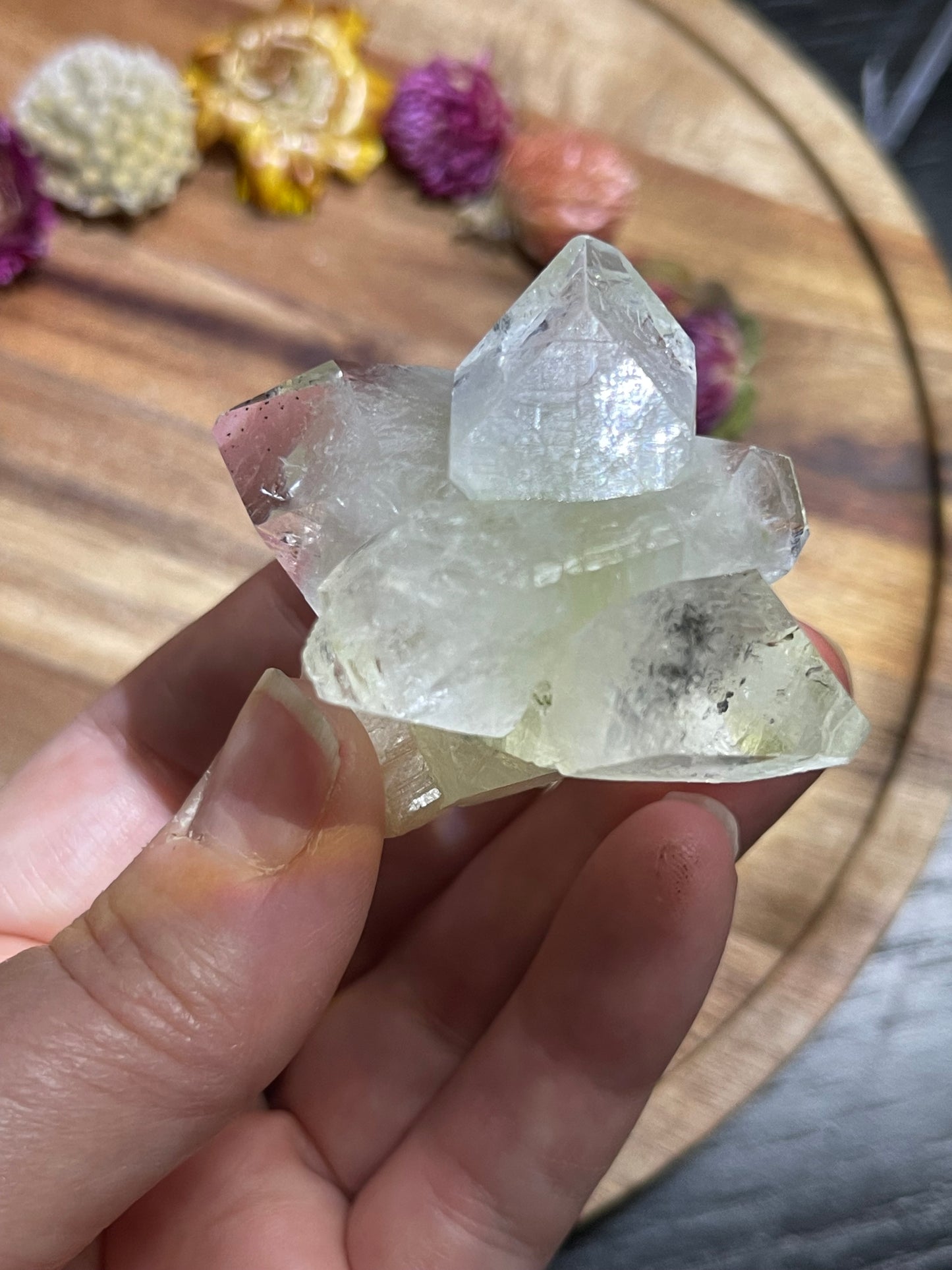Green and Clear Apophyllite with Stilbite | Double terminated Apophyllite | Apophyllite Specimen